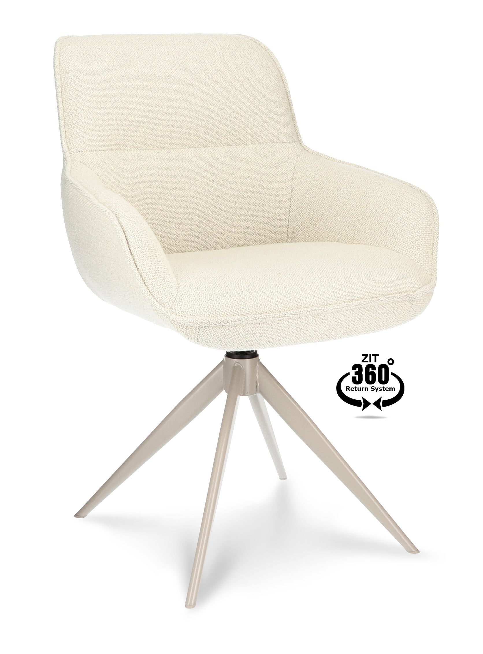 Armstoel Lano Stof Mose Natural Leg Smoked Cream 360° Return-system