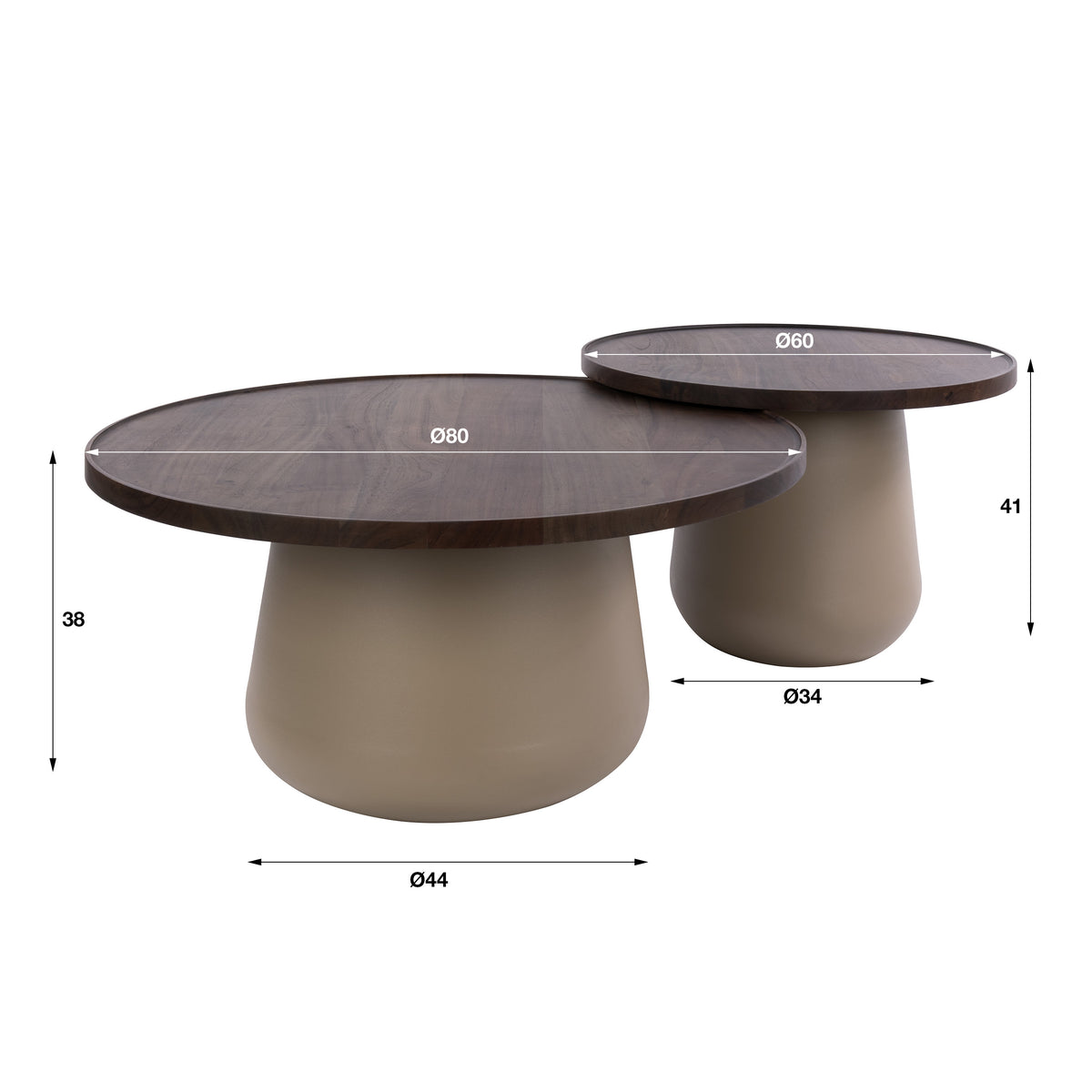 Salontafel Dune rond set van 2 / Beige