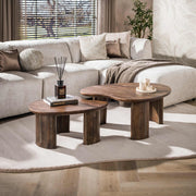 Salontafel Mova set van 2 / Massief acacia bruin