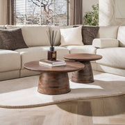 Salontafel Mova rond set van 2 / Massief acacia bruin