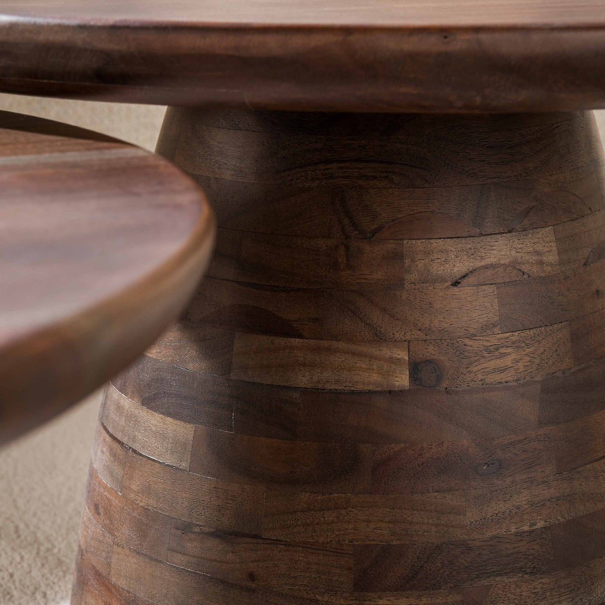 Salontafel Mova rond set van 2 / Massief acacia bruin