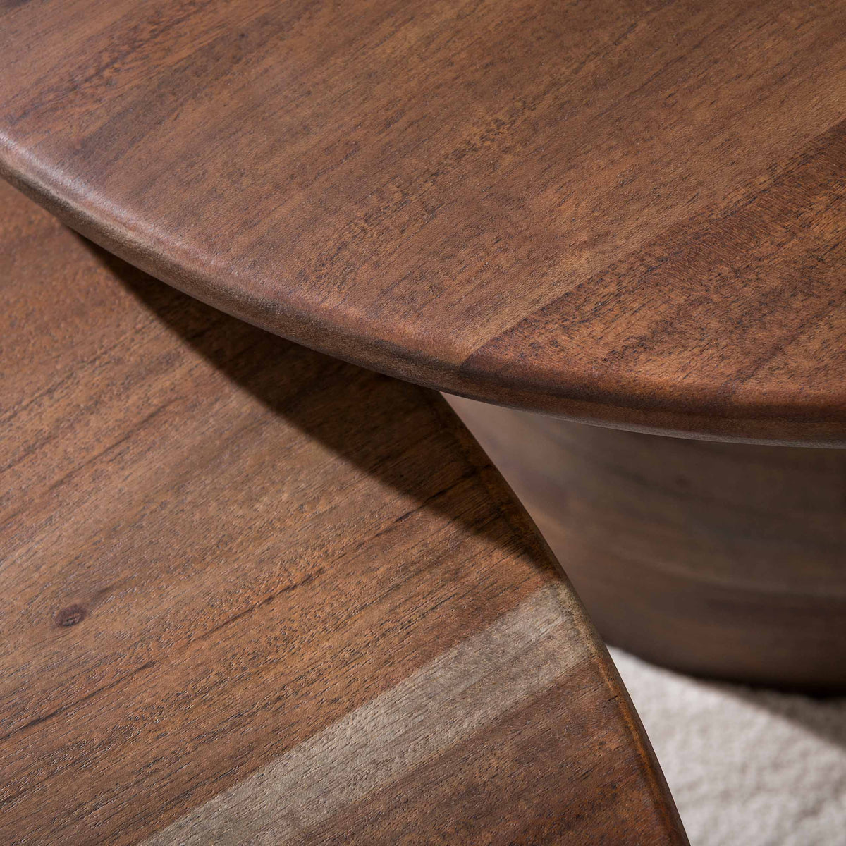 Salontafel Mova rond set van 2 / Massief acacia bruin
