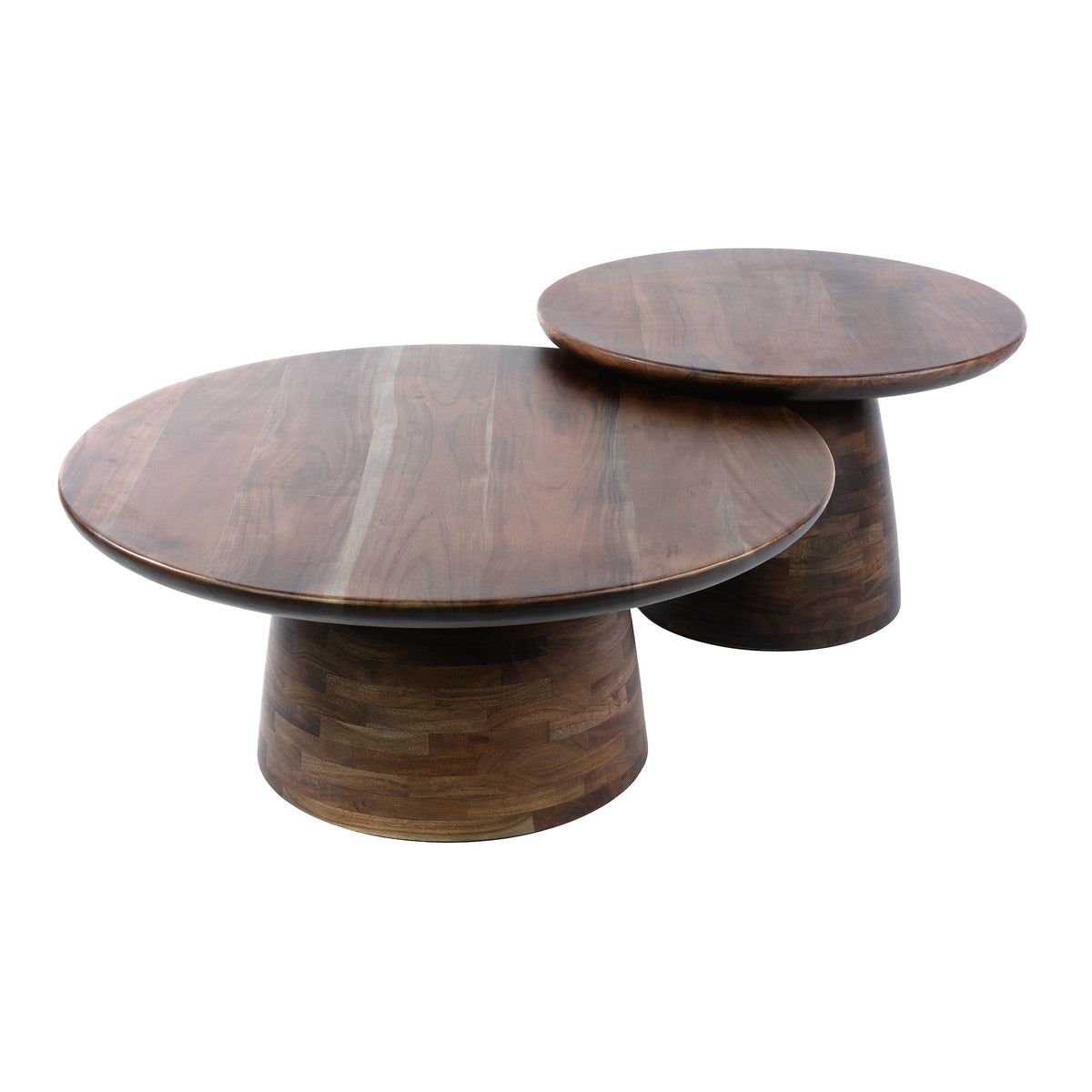 Salontafel Mova rond set van 2 / Massief acacia bruin