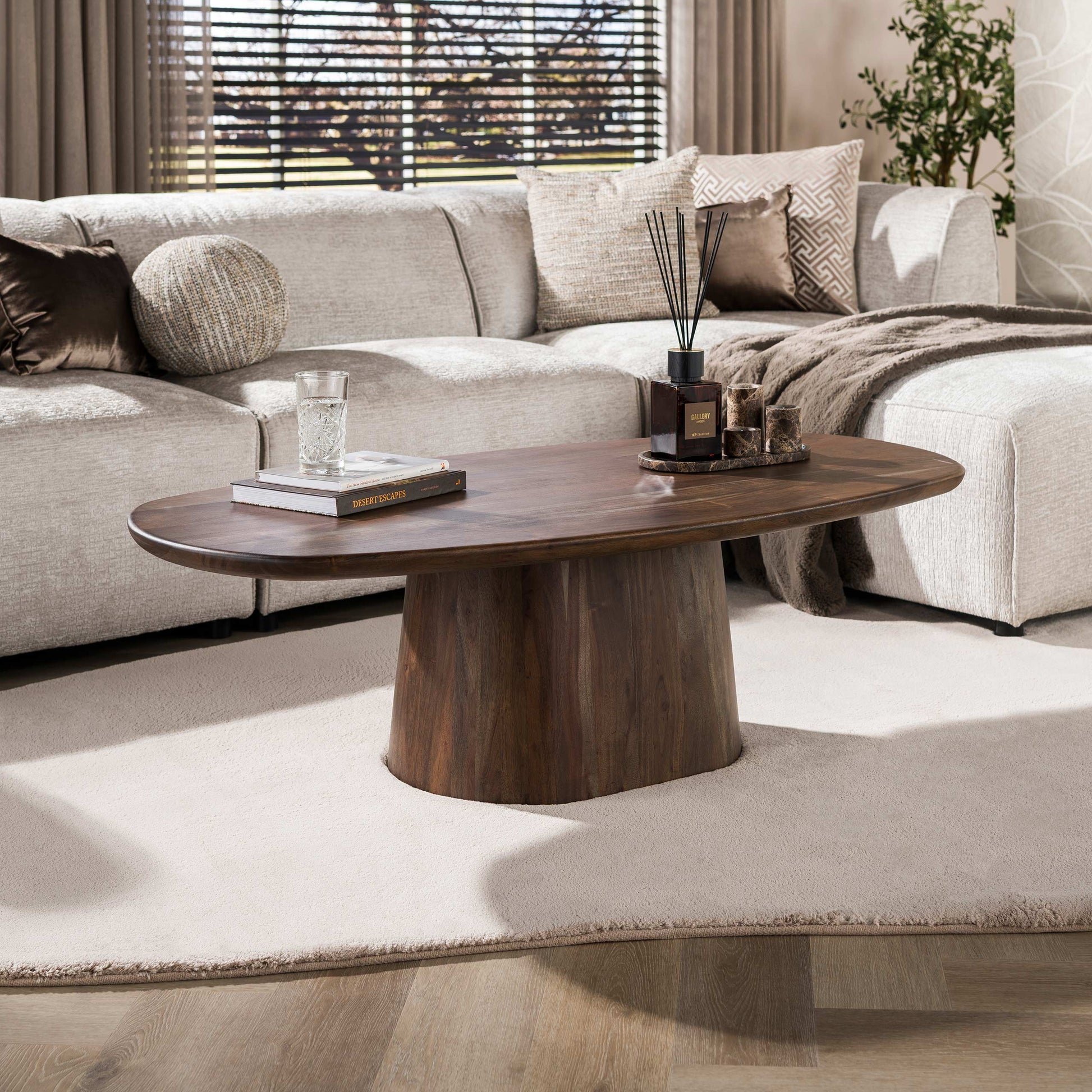 Salontafel Central 135cm / Massief acacia bruin