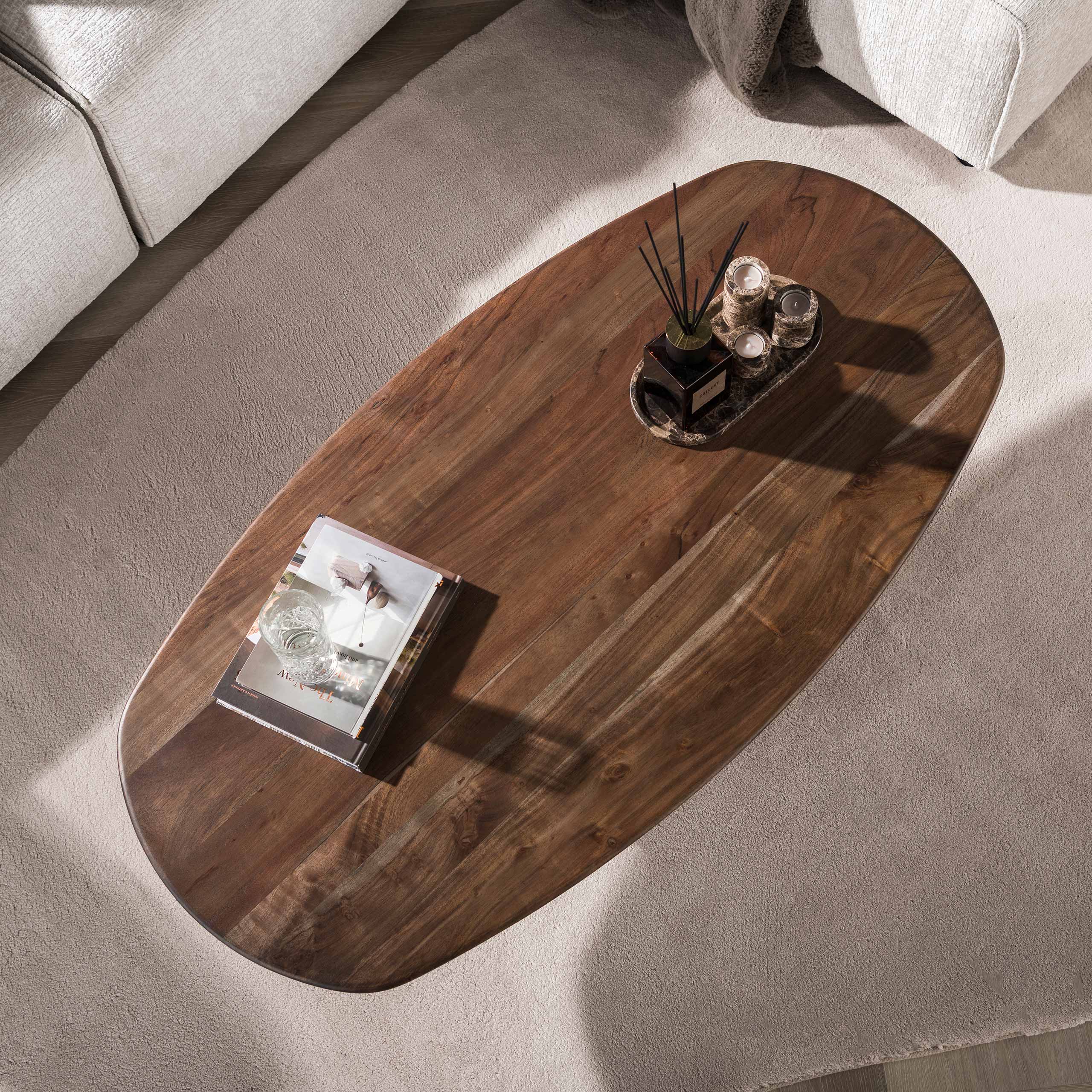 Salontafel Central 135cm / Massief acacia bruin