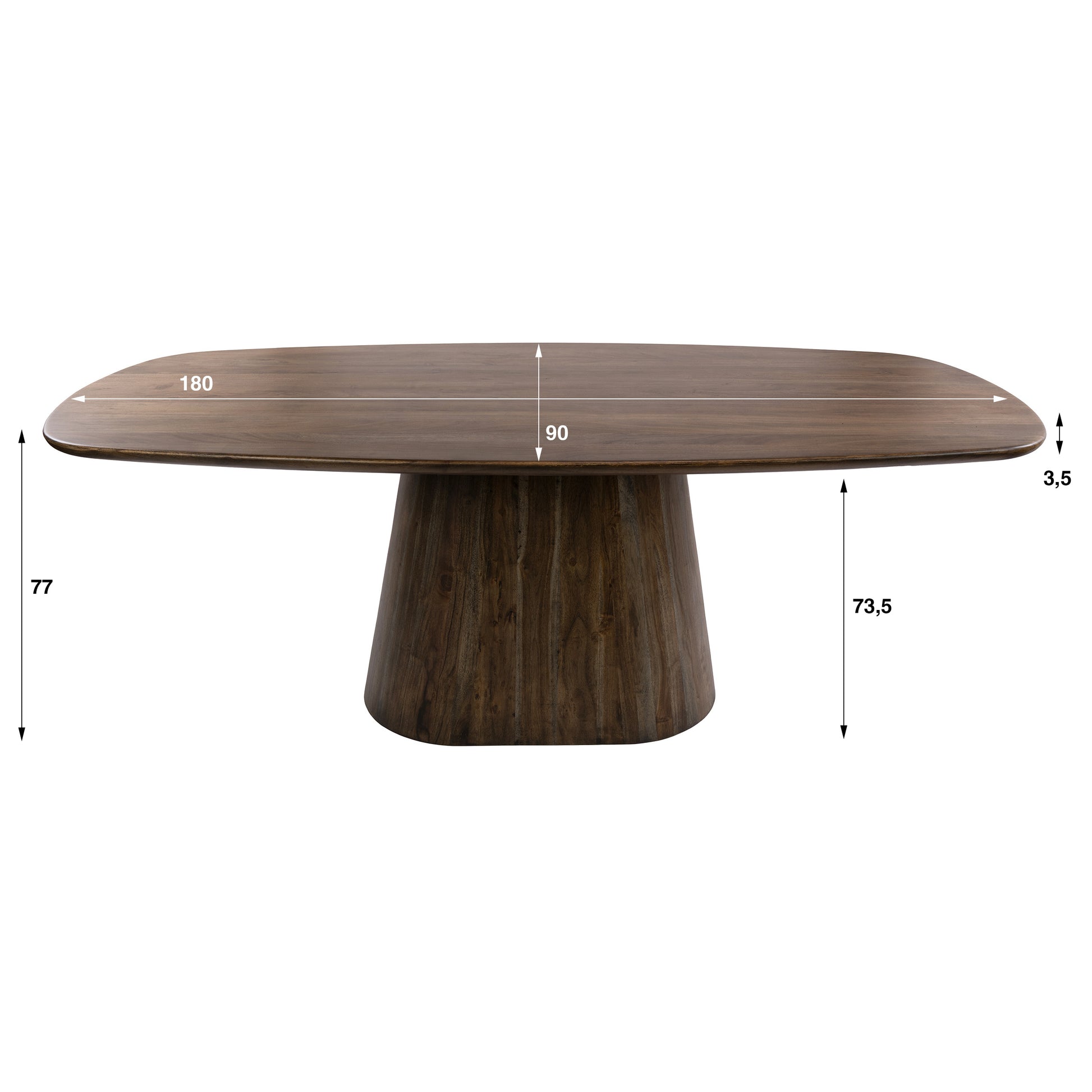 Eettafel Central deens ovaal 180cm / Massief acacia bruin
