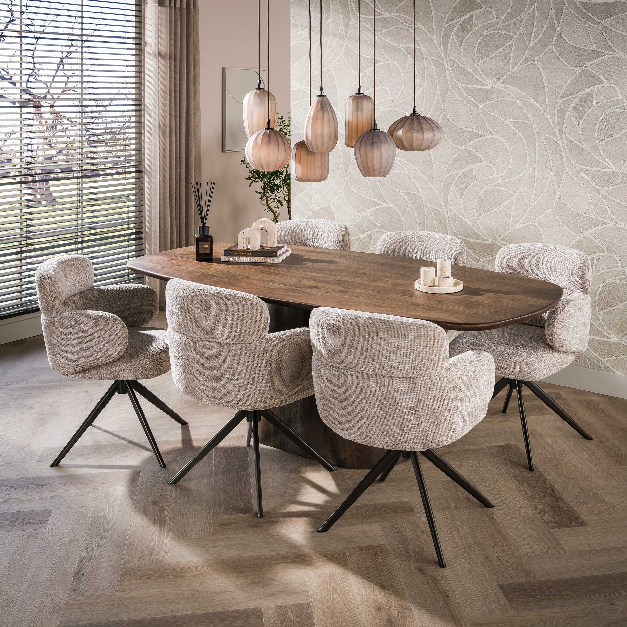Eettafel Central deens ovaal 215cm / Massief acacia bruin