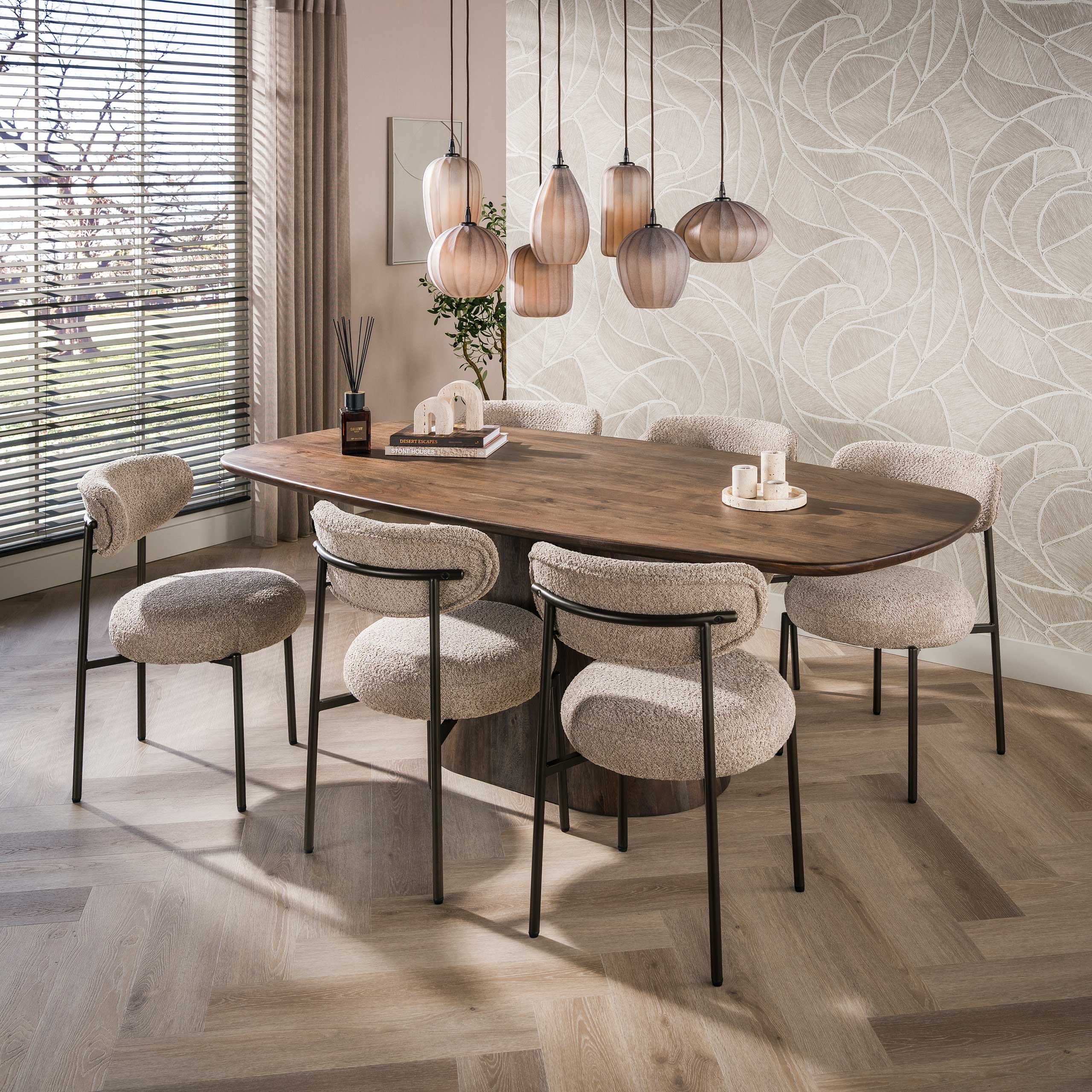 Eettafel Central deens ovaal 215cm / Massief acacia bruin