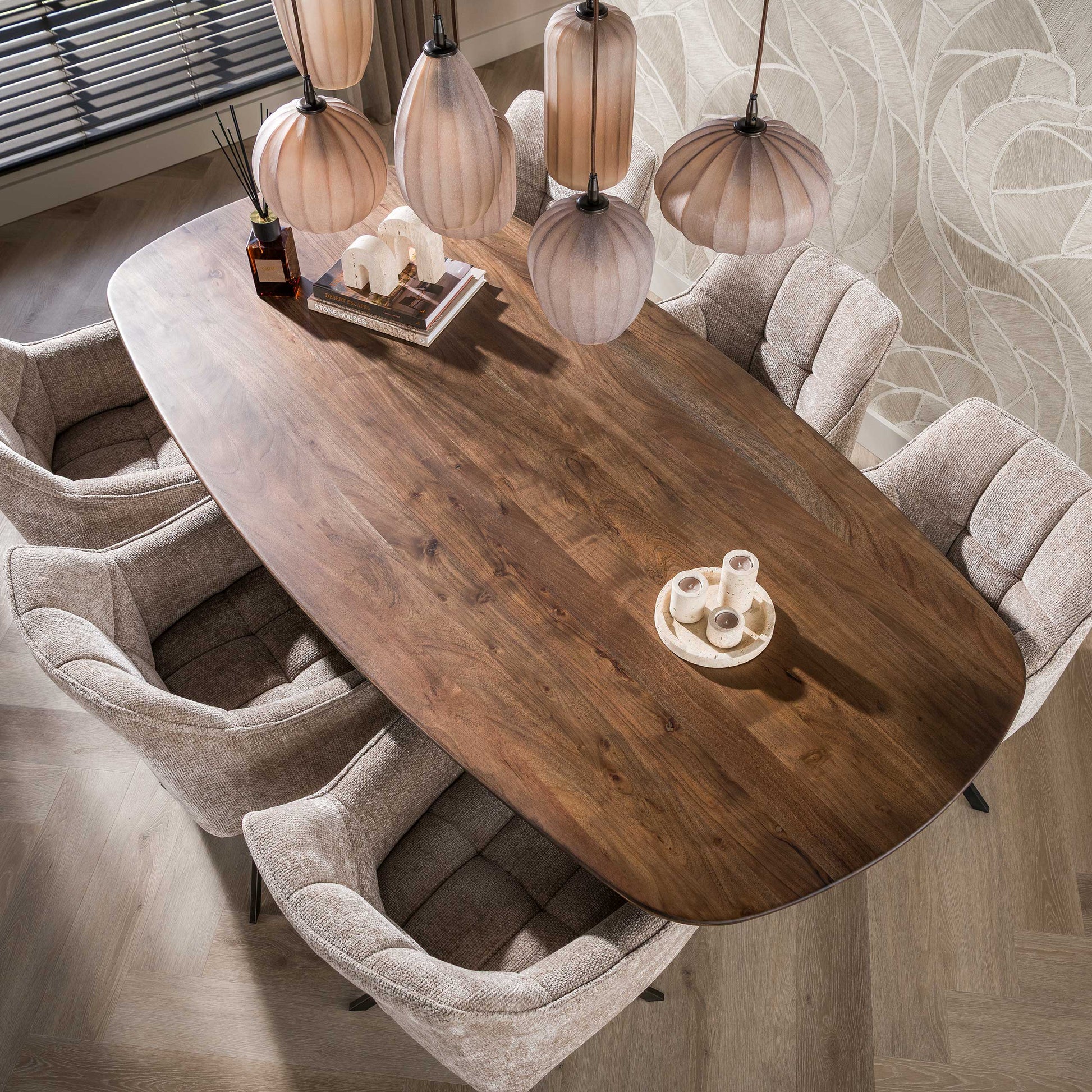 Eettafel Central deens ovaal 215cm / Massief acacia bruin