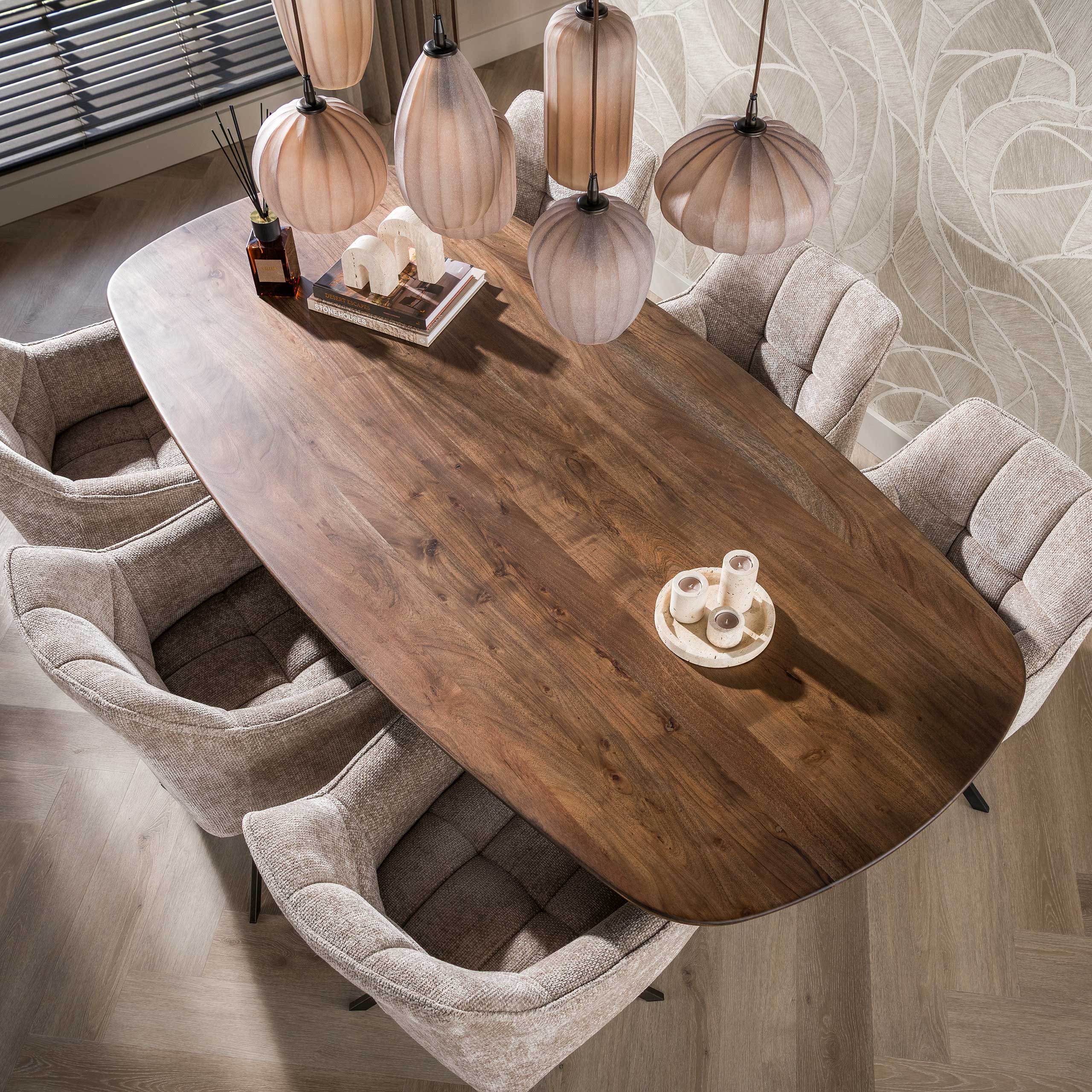 Eettafel Central deens ovaal 215cm / Massief acacia bruin