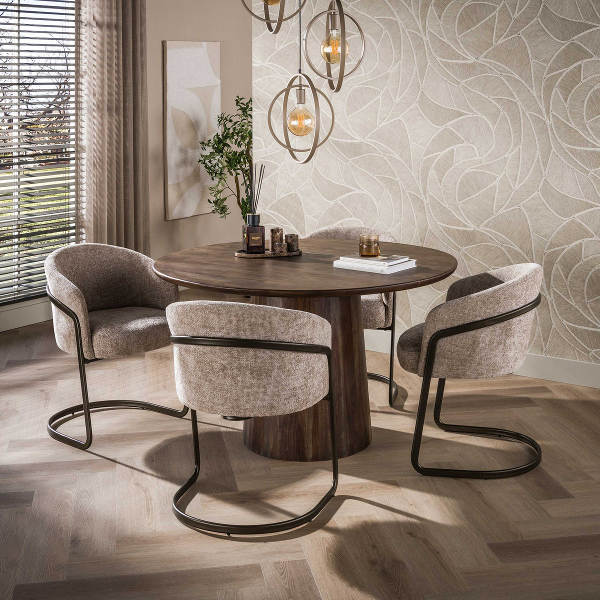 Eettafel Central rond Ø130cm / Massief acacia bruin