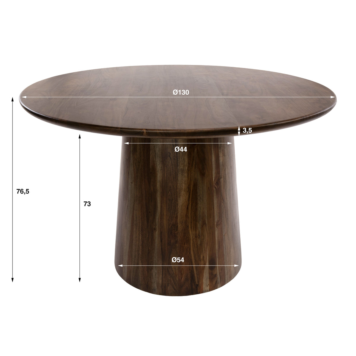 Eettafel Central rond Ø130cm / Massief acacia bruin