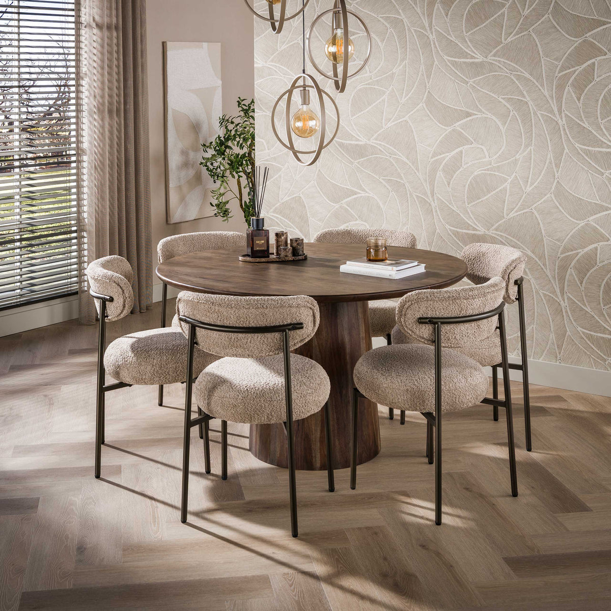 Eettafel Central rond Ø130cm / Massief acacia bruin