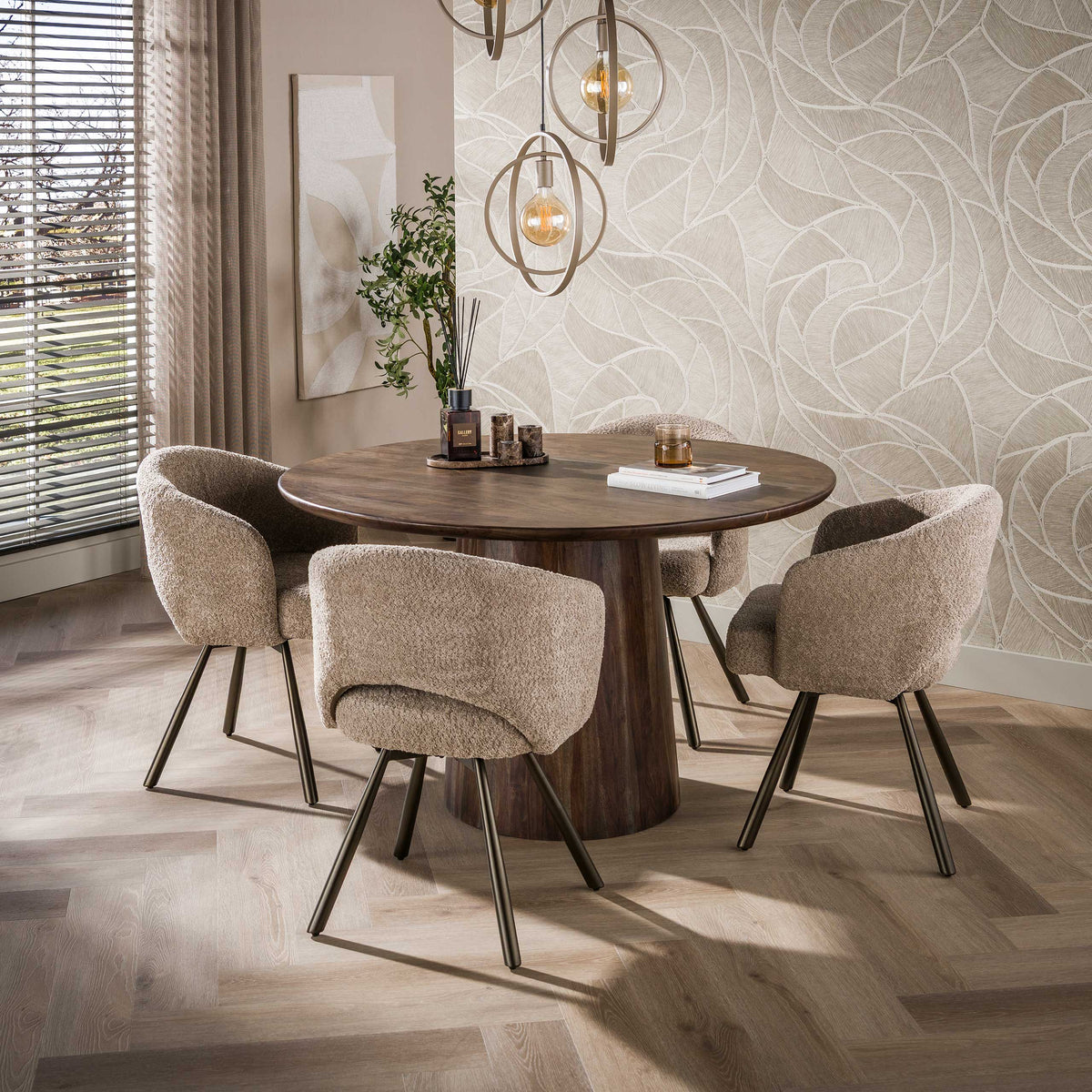 Eettafel Central rond Ø130cm / Massief acacia bruin