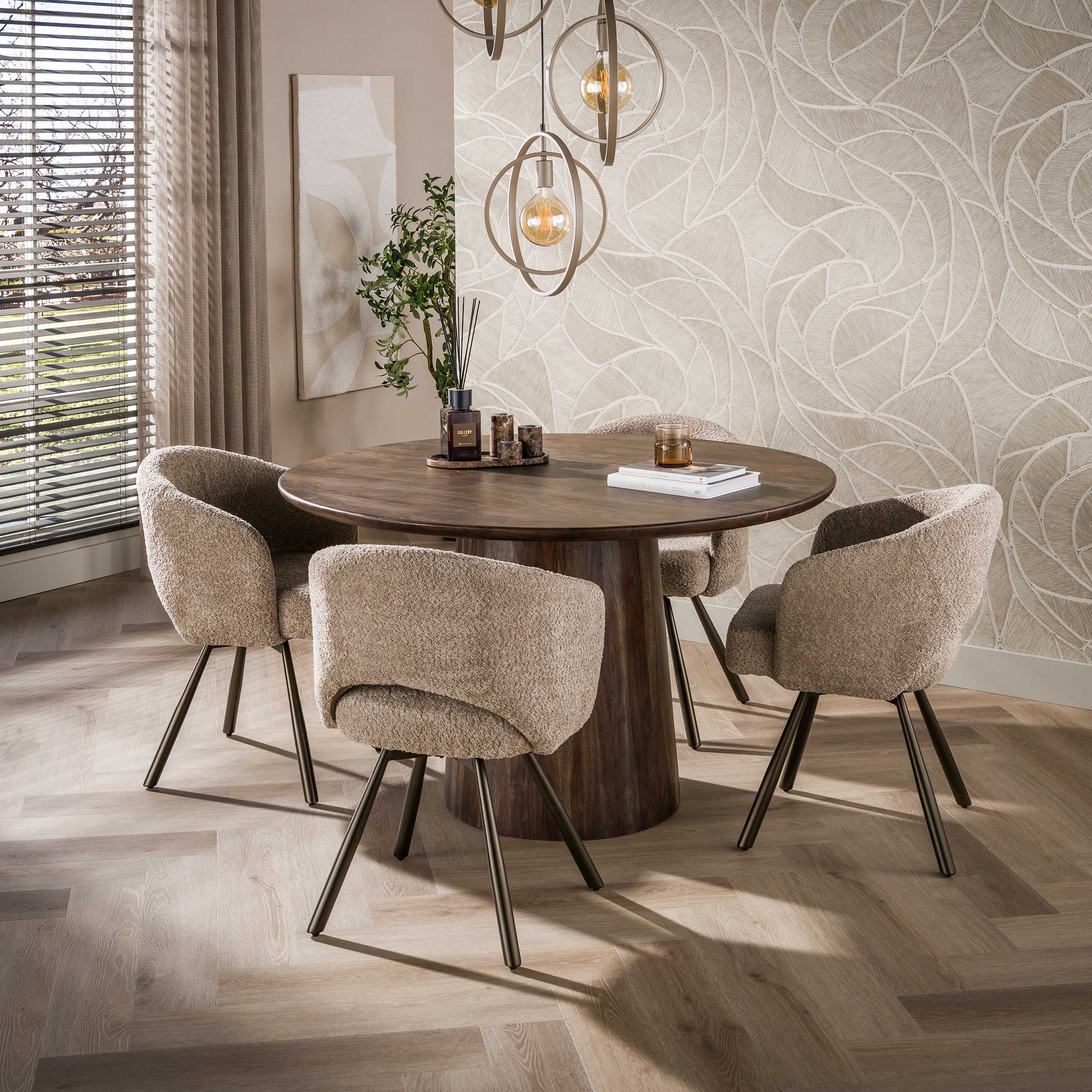 Eettafel Central rond Ø130cm / Massief acacia bruin