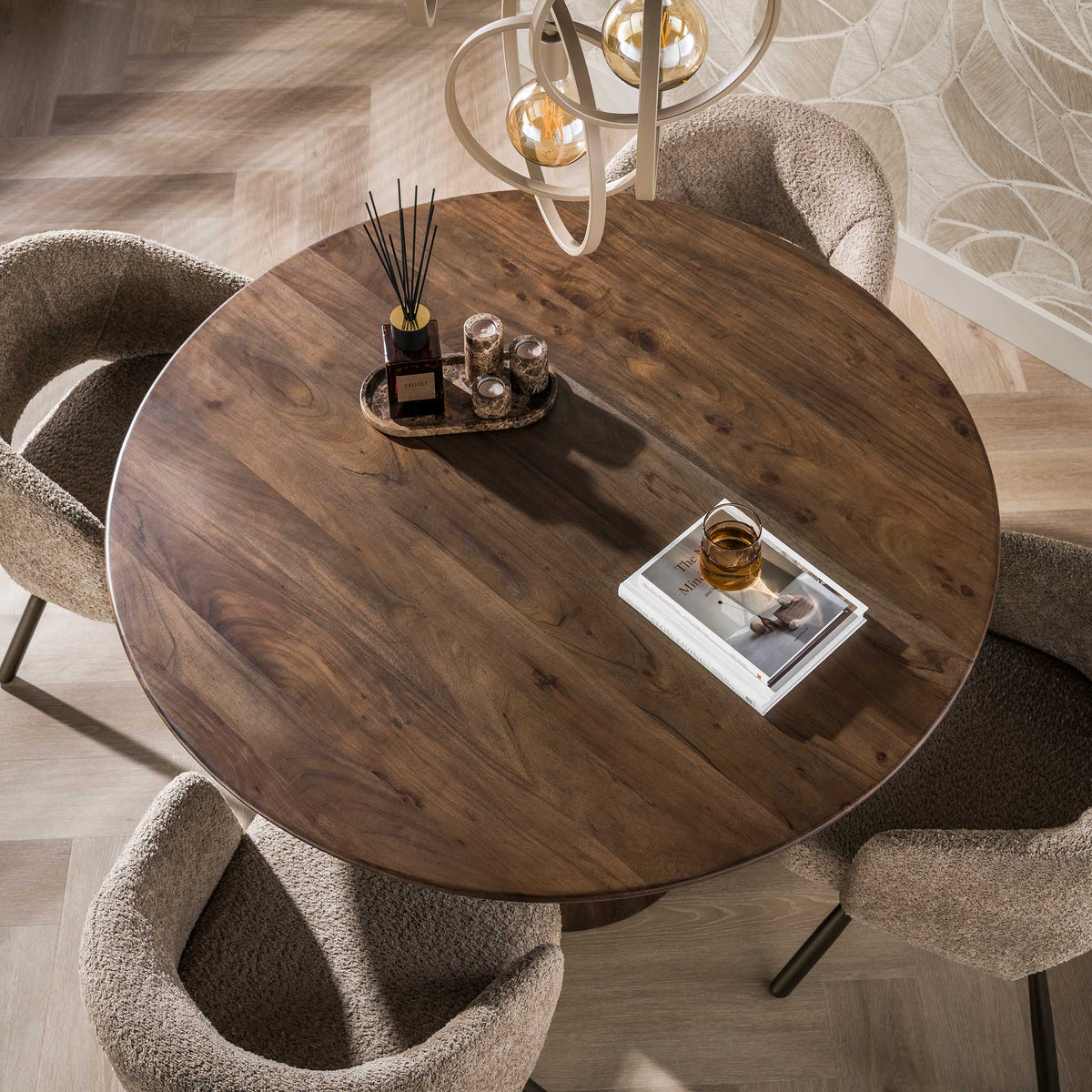 Eettafel Central rond Ø130cm / Massief acacia bruin