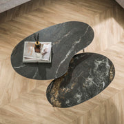 Salontafel Fossil niervormig set van 2 / Keramiek fossil black