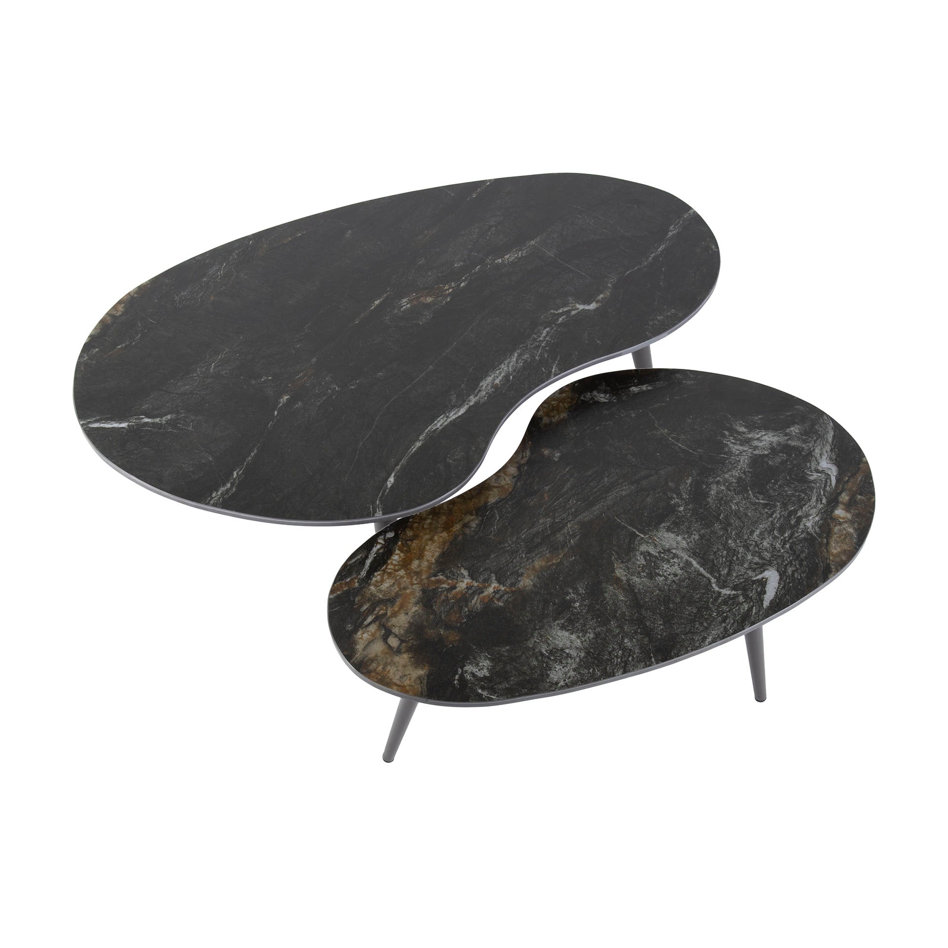 Salontafel Fossil Niervormig Set Van 2 Keramiek Fossil Black