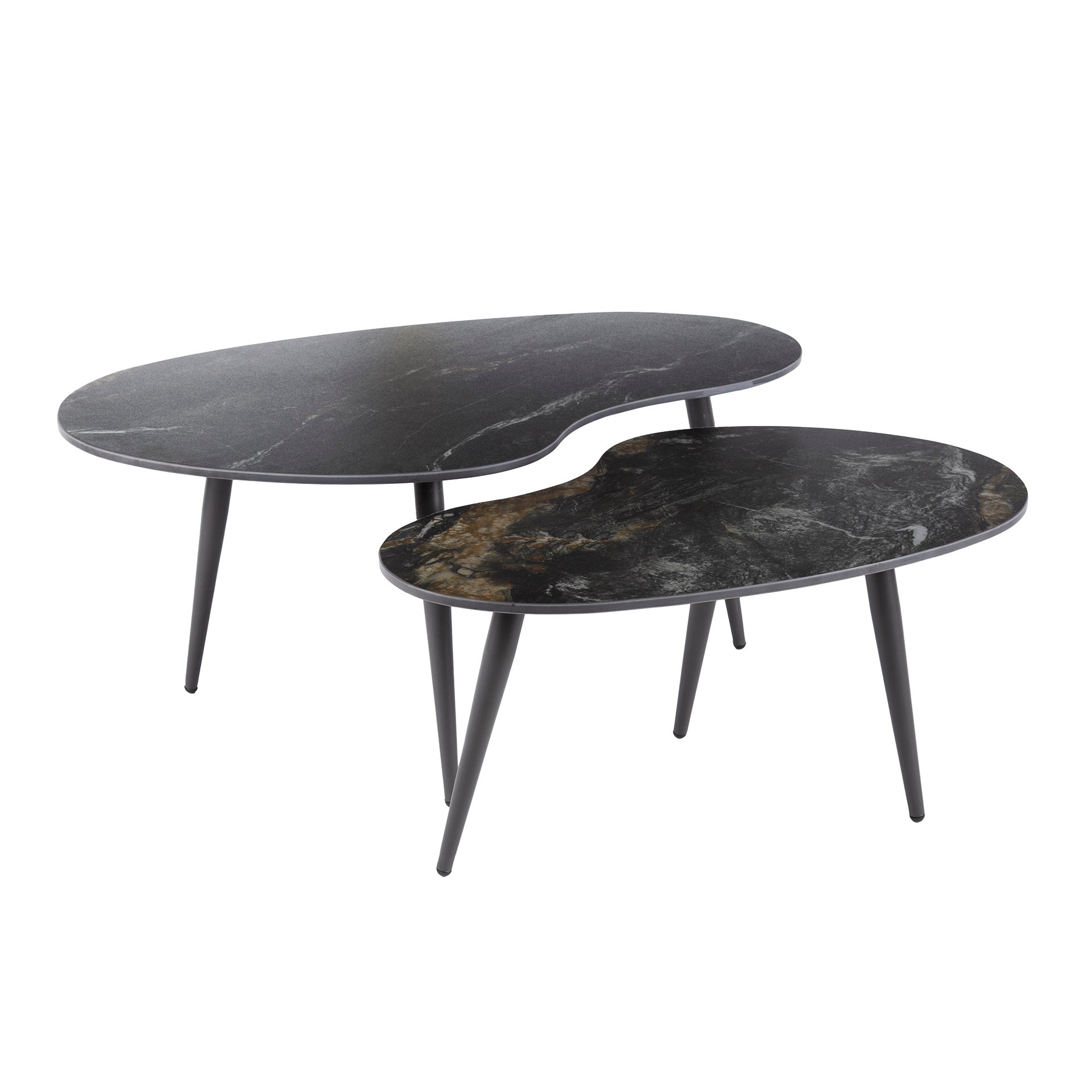 Salontafel Fossil Niervormig Set Van 2 Keramiek Fossil Black