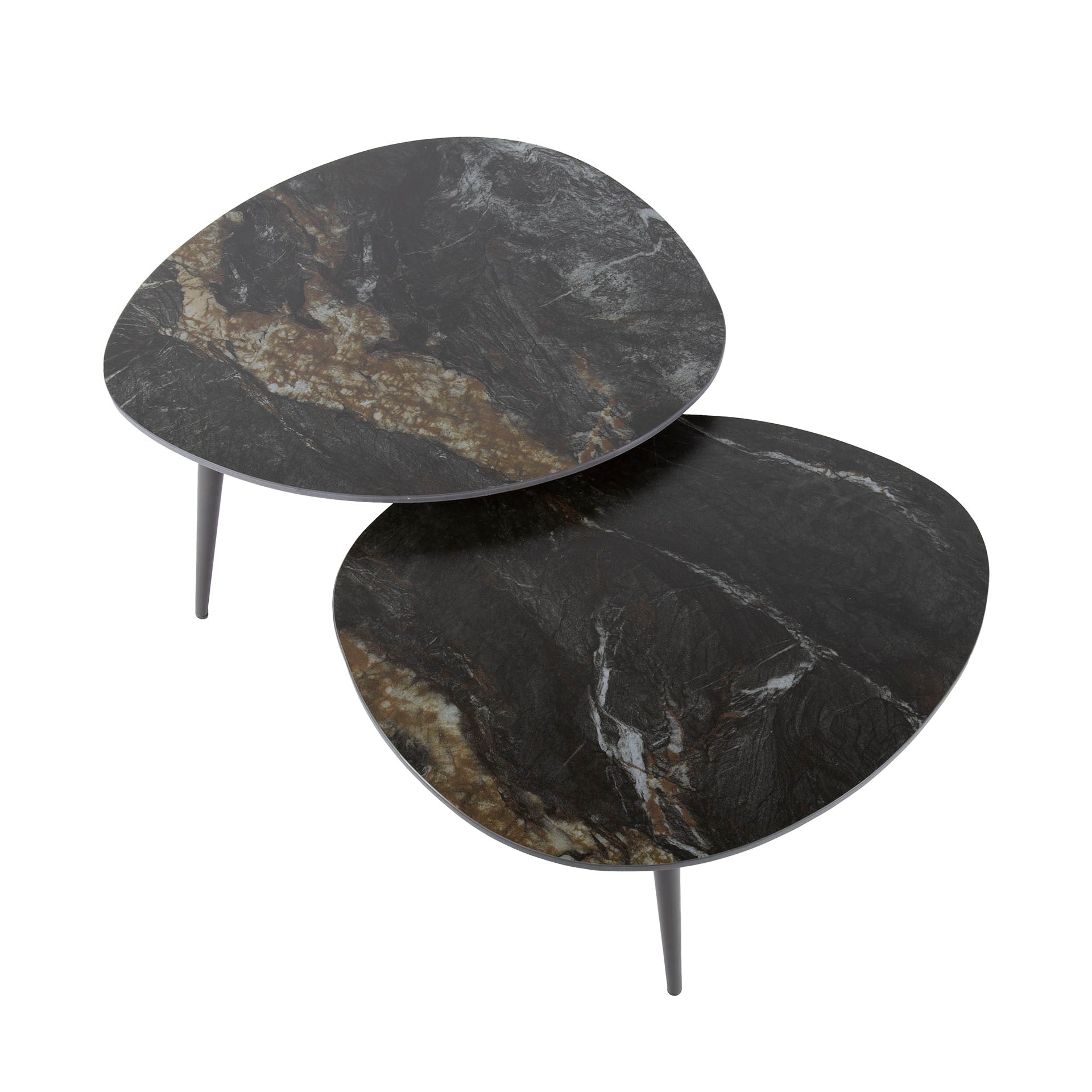 Salontafel Fossil Organisch Set Van 2 Keramiek Fossil Black