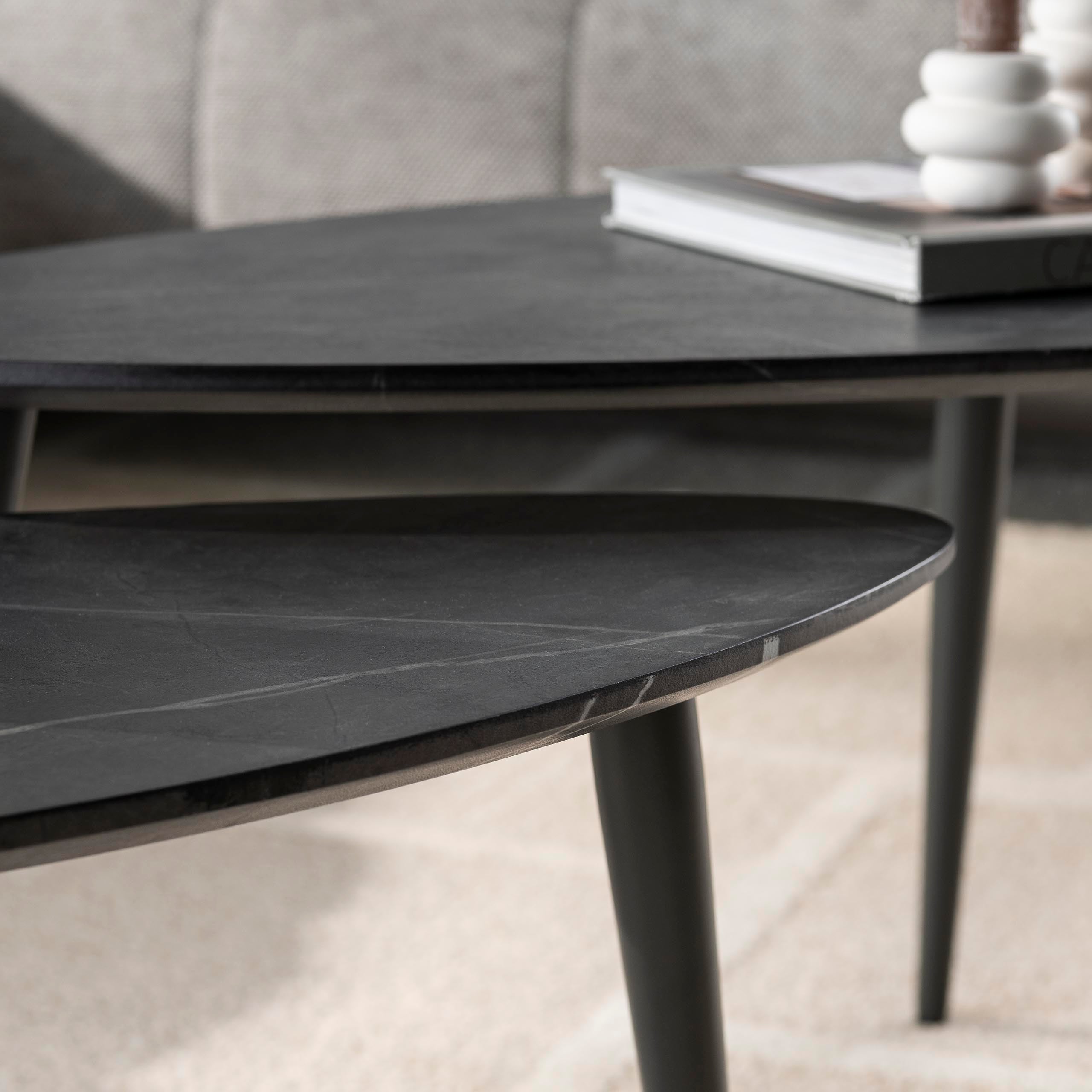 Salontafel Onyx Peervormig Set Van 2 3D Melamine Graphite