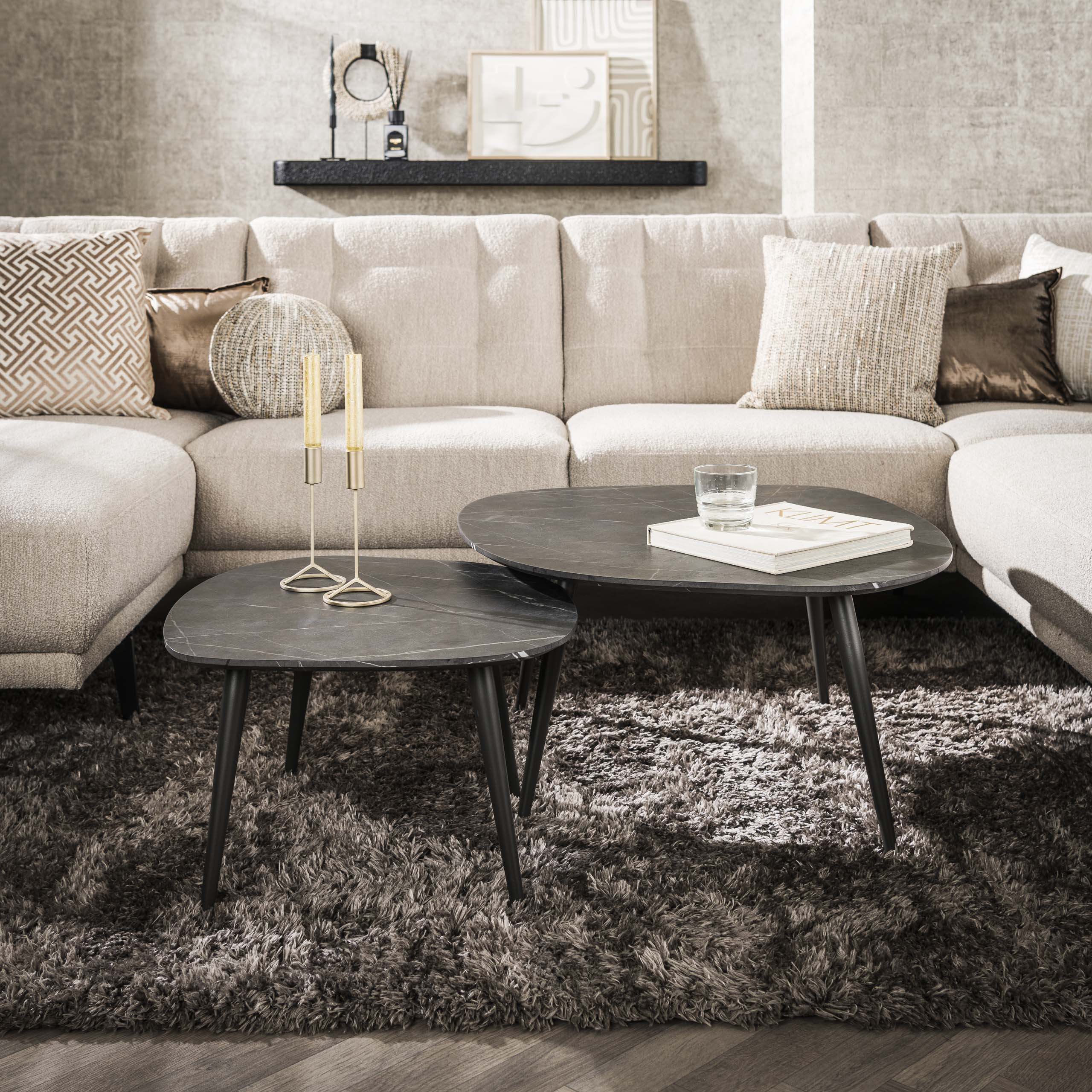 Salontafel Onyx rock set van 2 / 3D melamine graphite