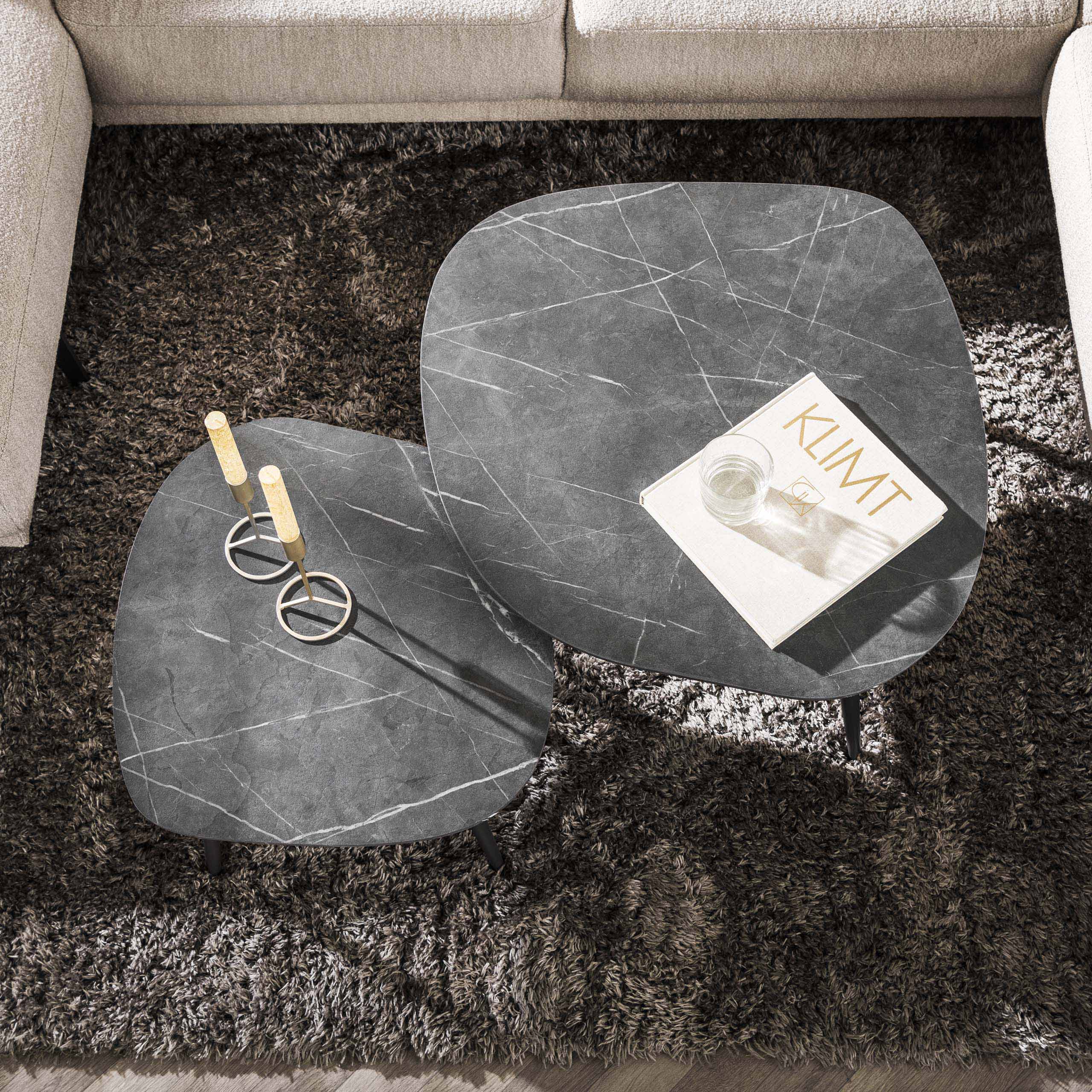 Salontafel Onyx Rock Set Van 2 3D Melamine Graphite