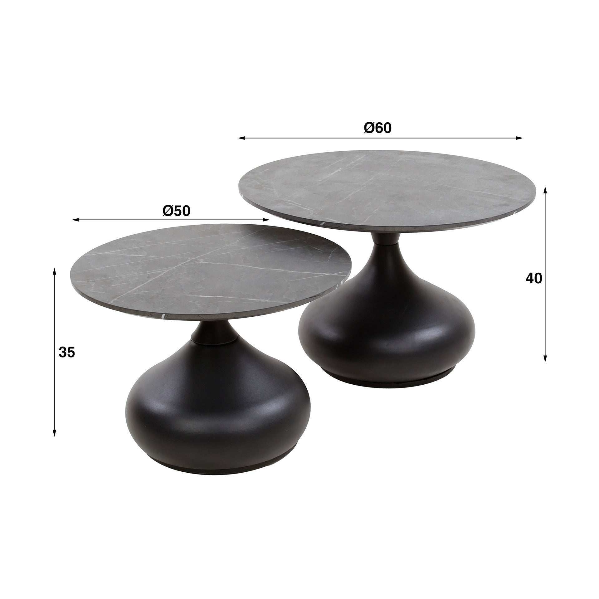 Salontafel Onyx Drop Set Van 2 3D Melamine Graphite