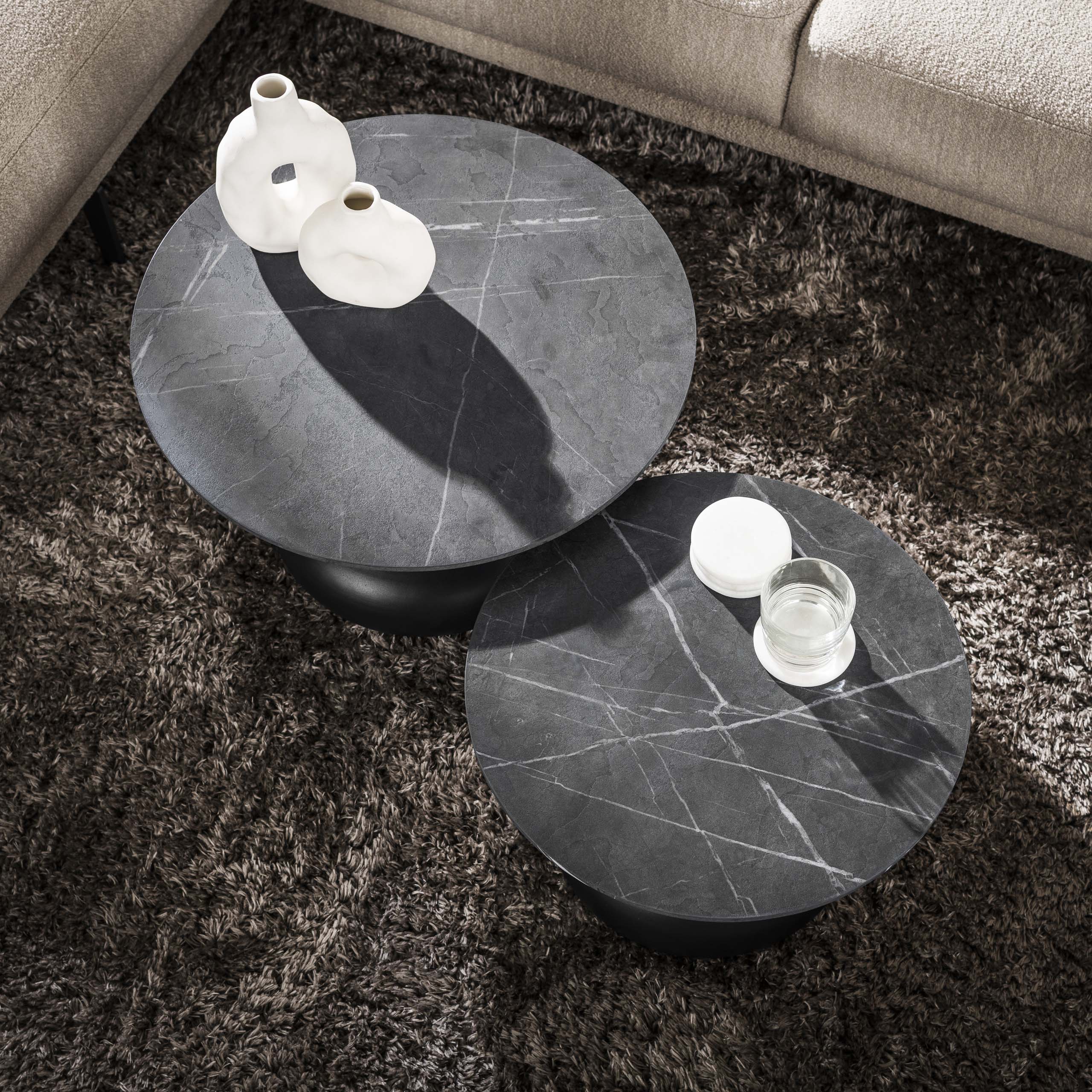 Salontafel Onyx Drop Set Van 2 3D Melamine Graphite