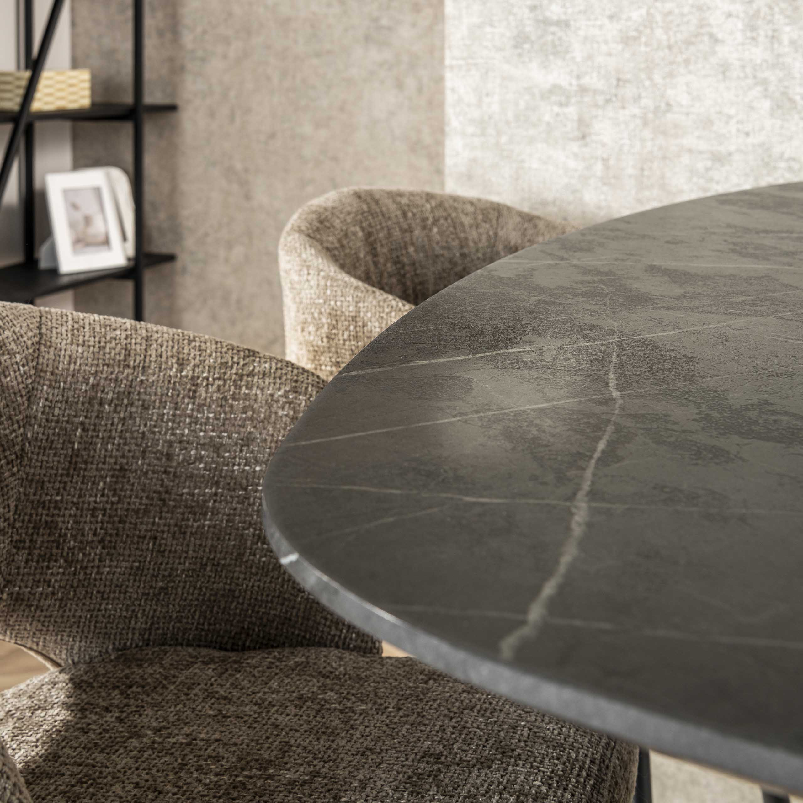 Bartafel Onyx Cross Deens Ovaal 140Cm 3D Melamine Graphite