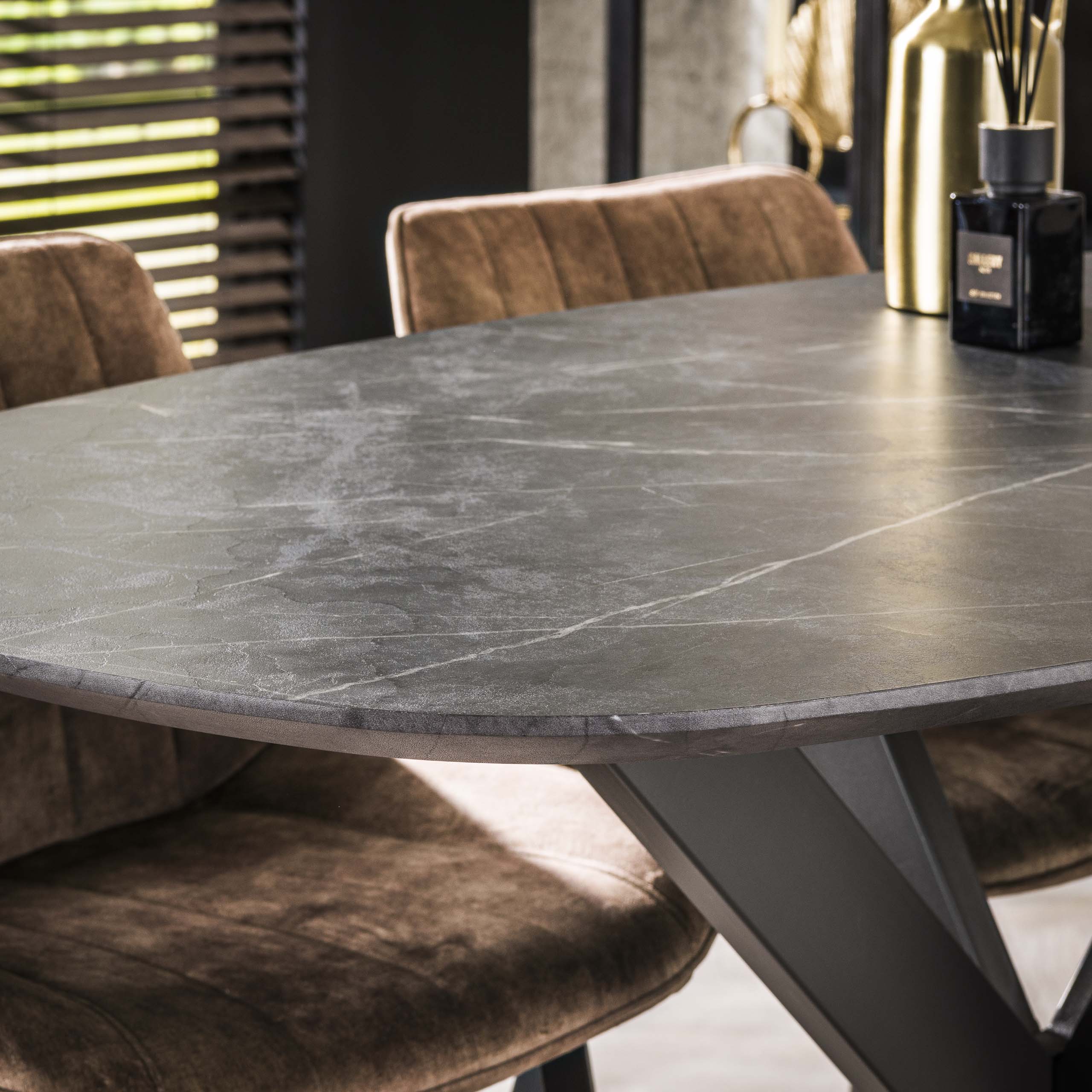 Bartafel Onyx Cross Deens Ovaal 140Cm 3D Melamine Graphite