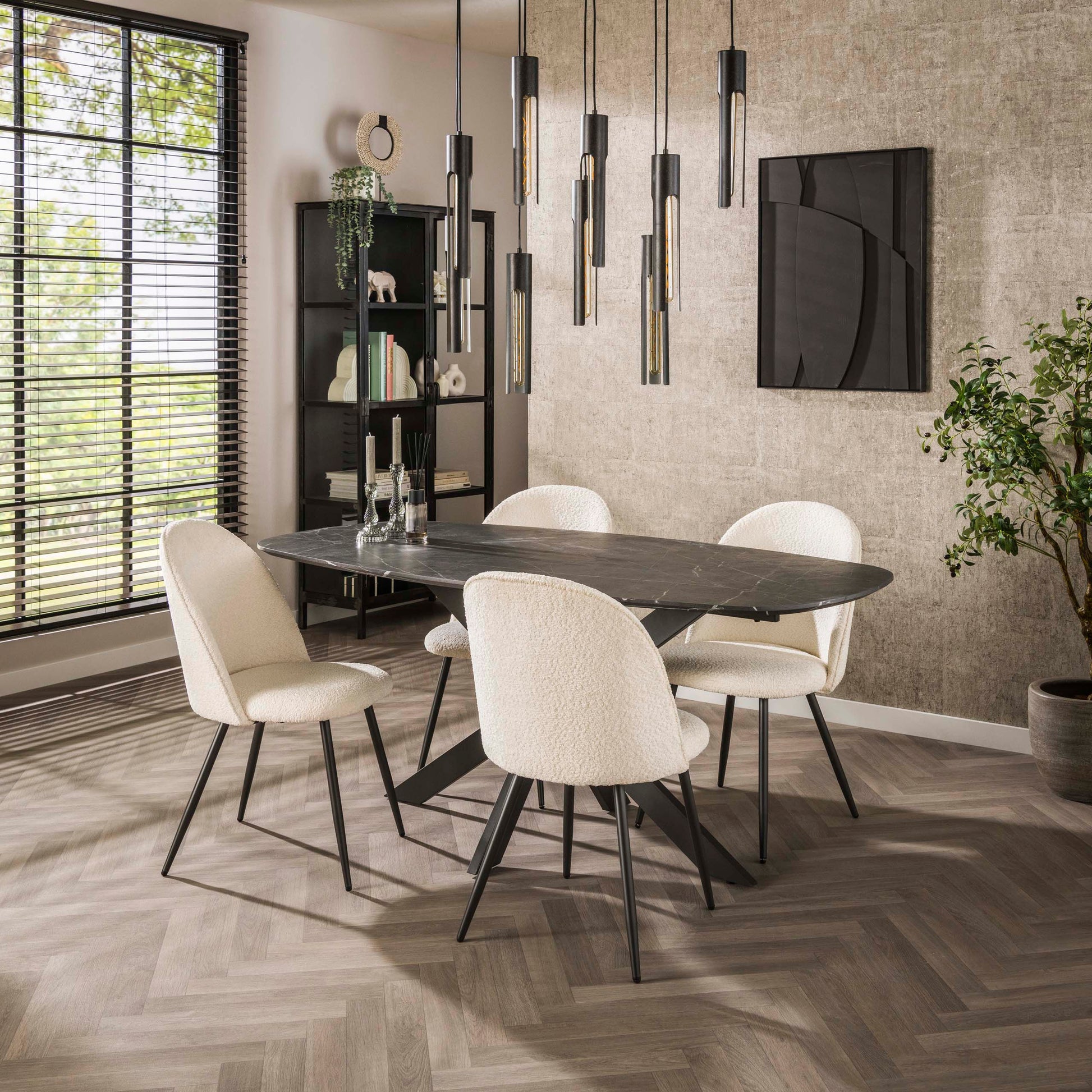 Eettafel Onyx Cross deens ovaal 180cm / 3D melamine graphite