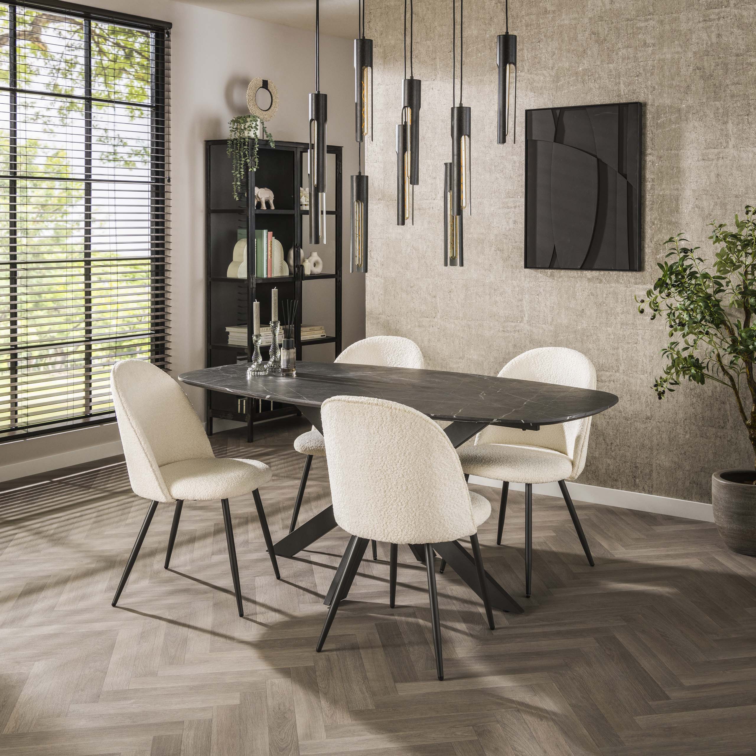 Eettafel Onyx Cross deens ovaal 180cm / 3D melamine graphite