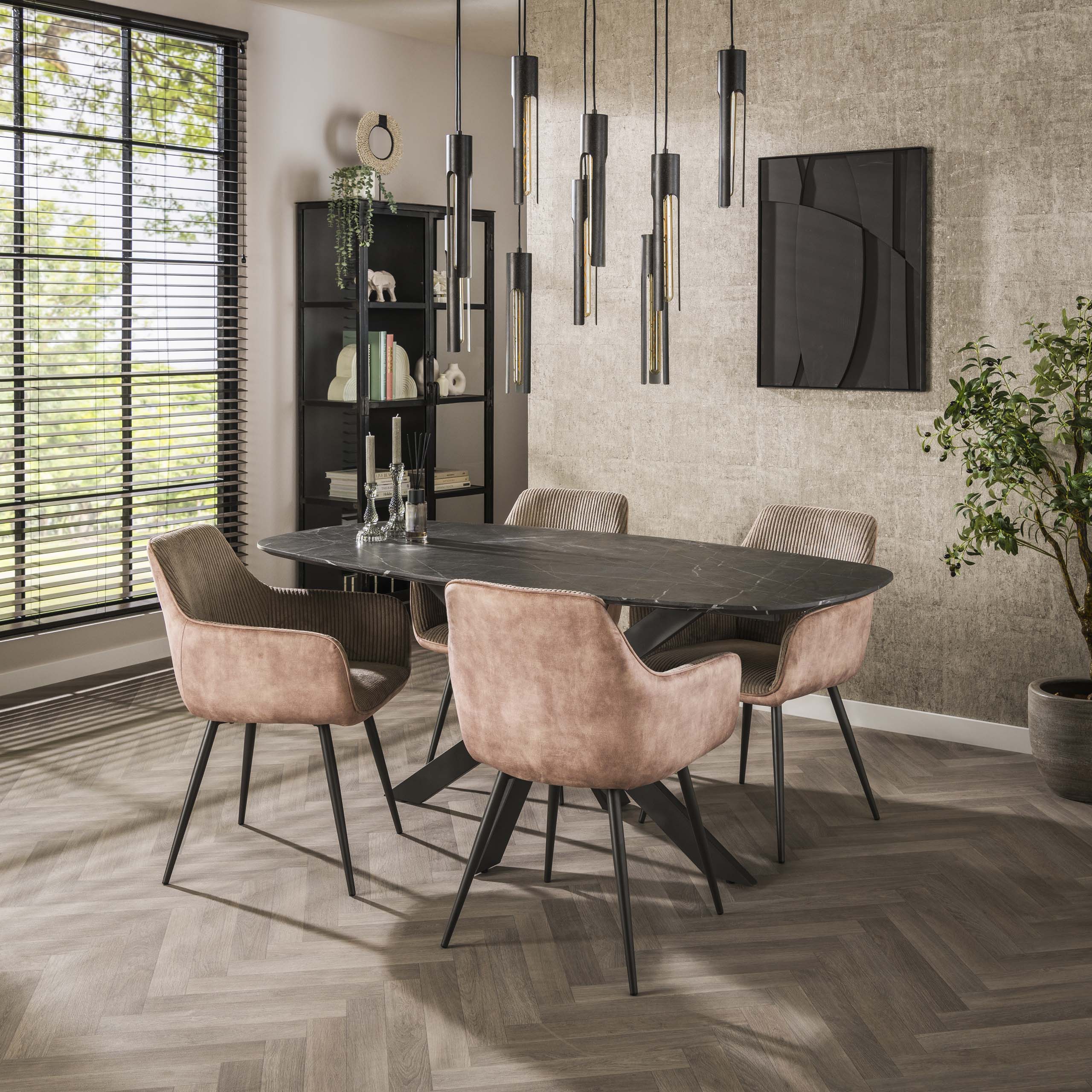 Eettafel Onyx Cross Deens Ovaal 180Cm 3D Melamine Graphite