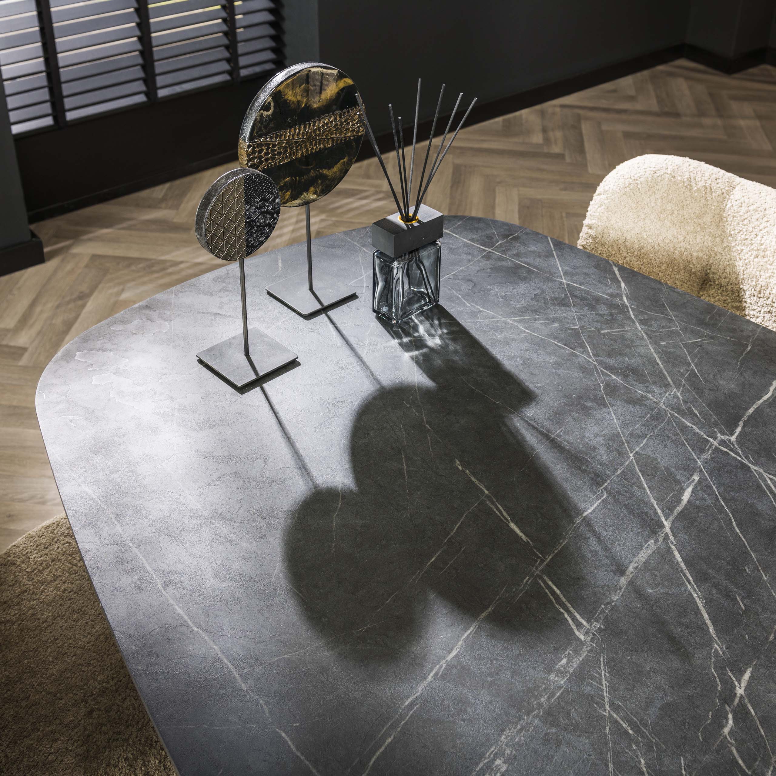 Eettafel Onyx Cross Deens Ovaal 215Cm 3D Melamine Graphite