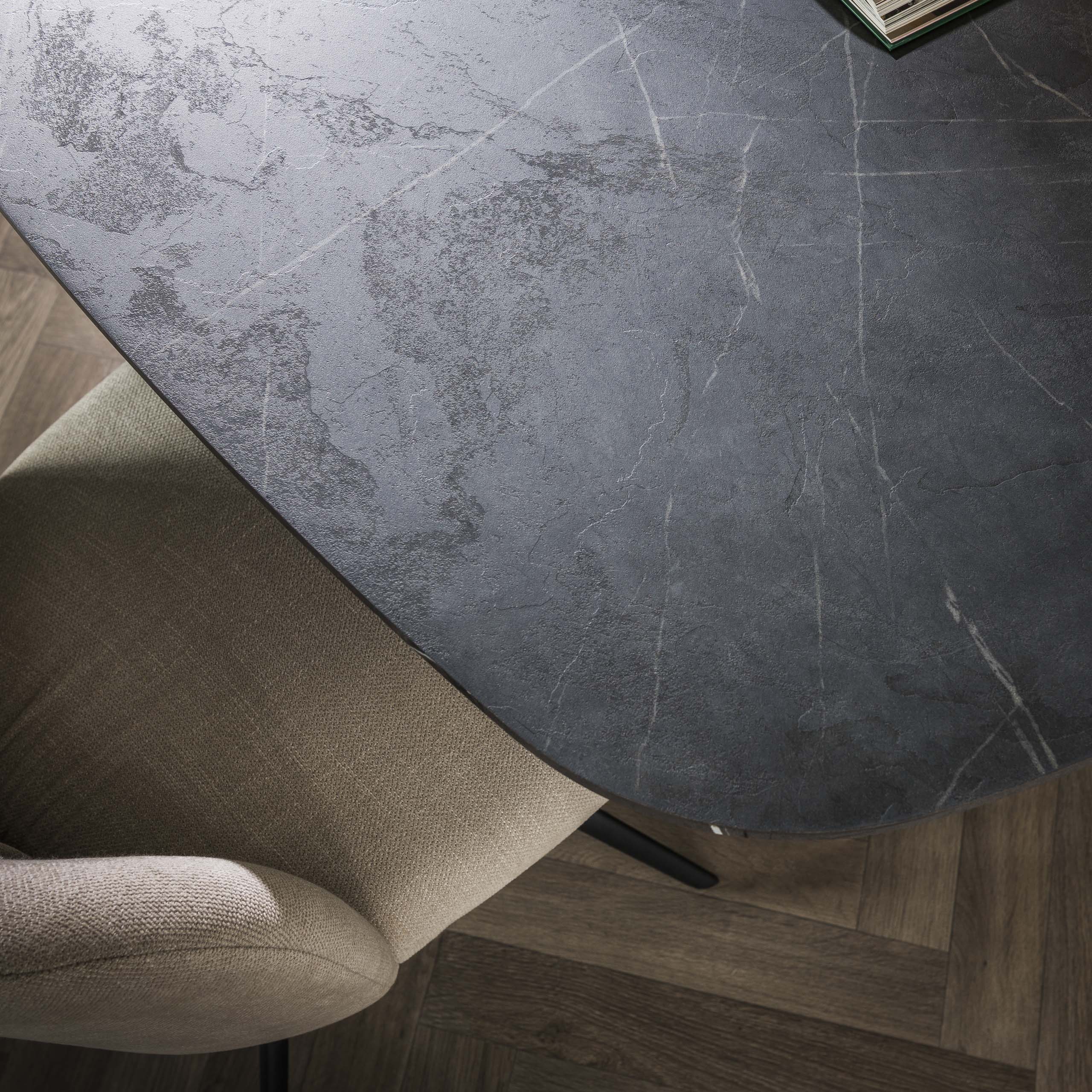 Eettafel Onyx Cross Deens Ovaal 215Cm 3D Melamine Graphite