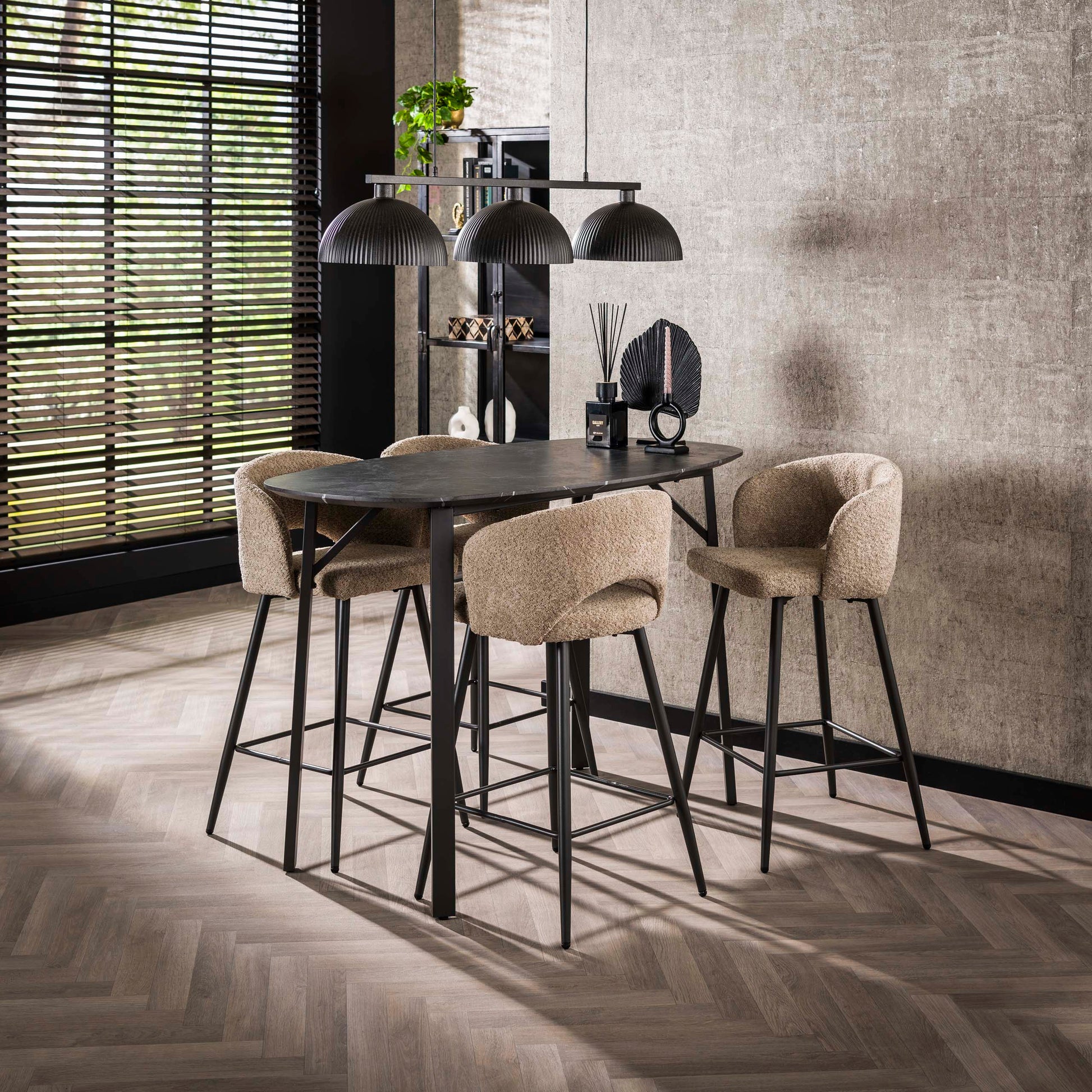 Bartafel Onyx deens ovaal 140cm / 3D melamine graphite