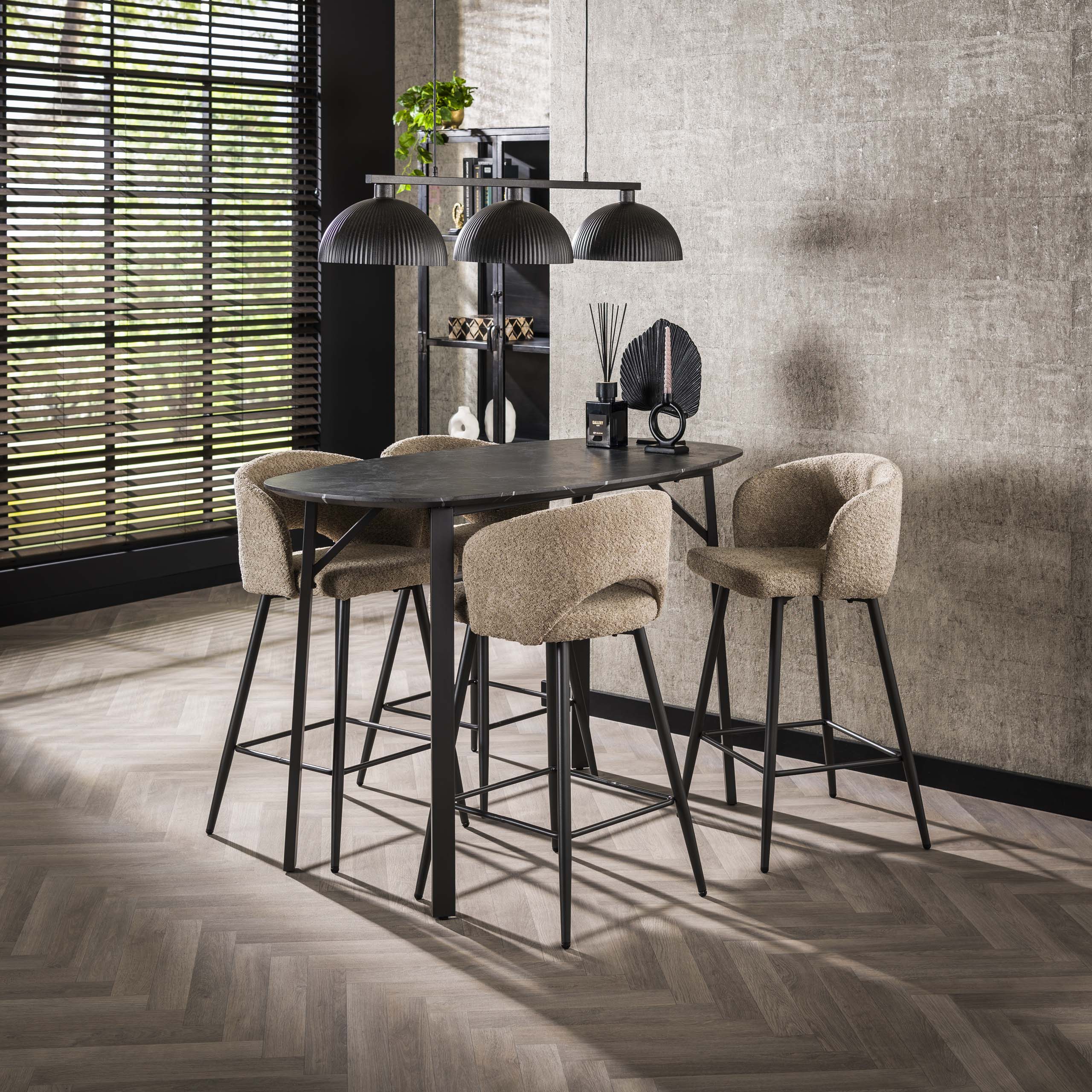 Bartafel Onyx deens ovaal 140cm / 3D melamine graphite