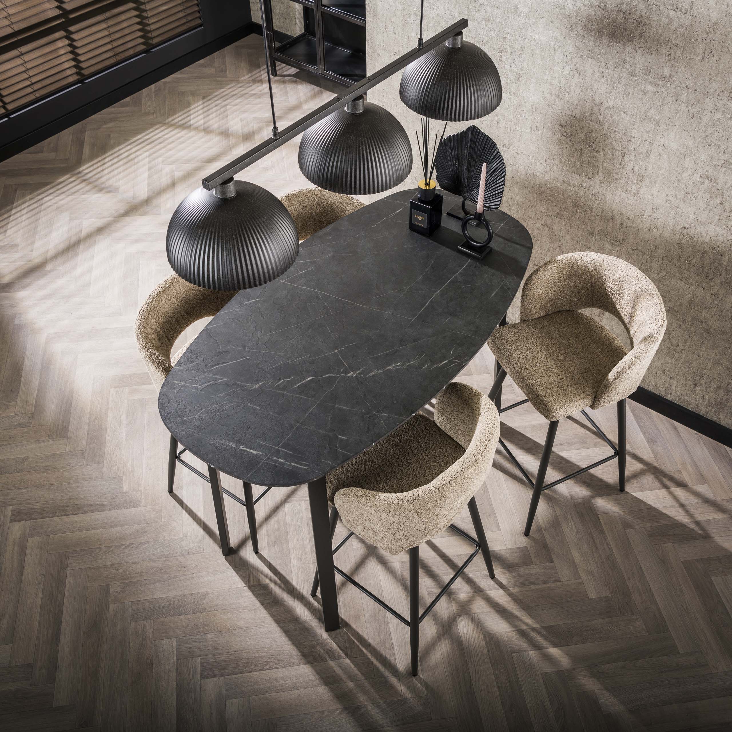 Bartafel Onyx Deens Ovaal 140Cm 3D Melamine Graphite