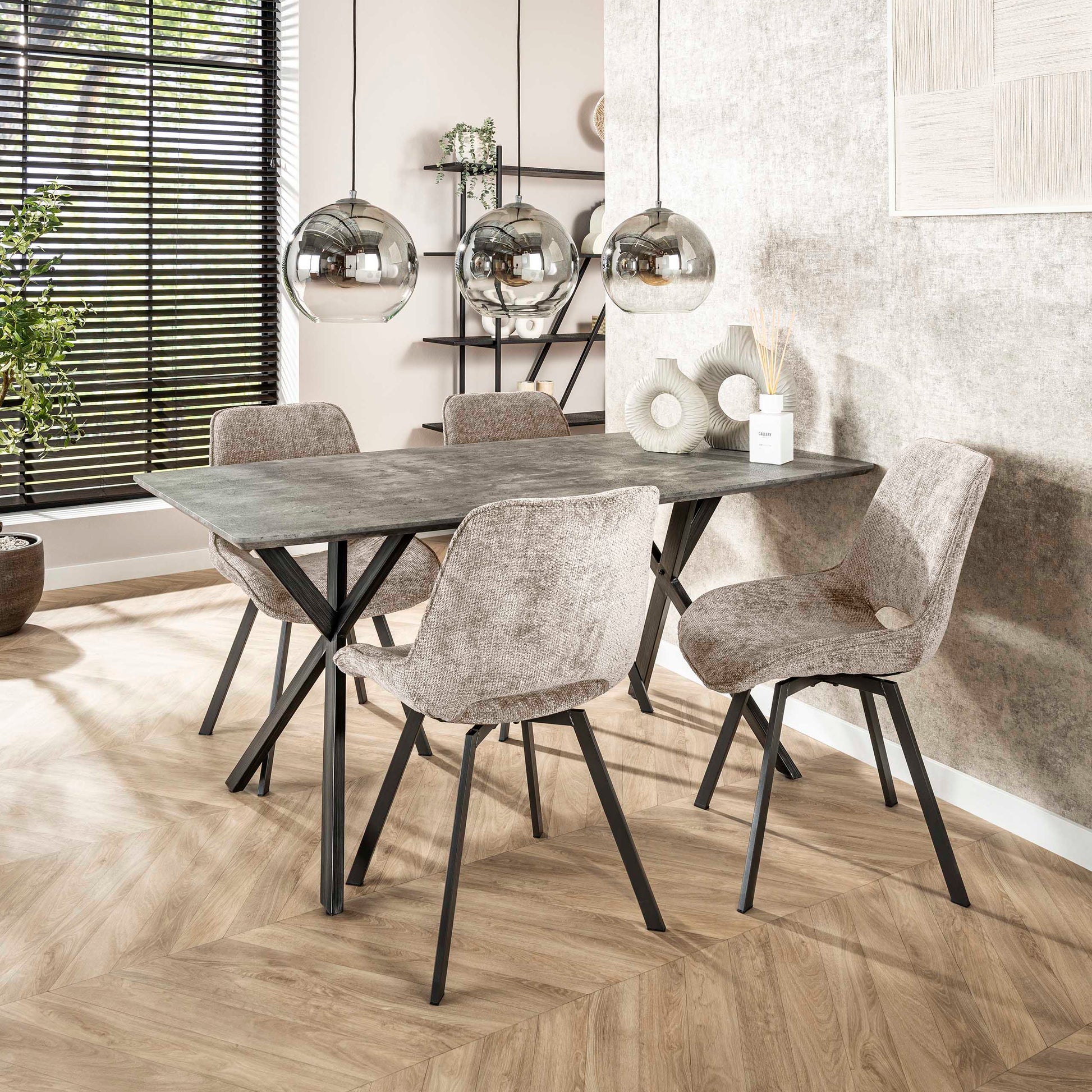 Eettafel ovaal blad 160cm / 3D beton grijs