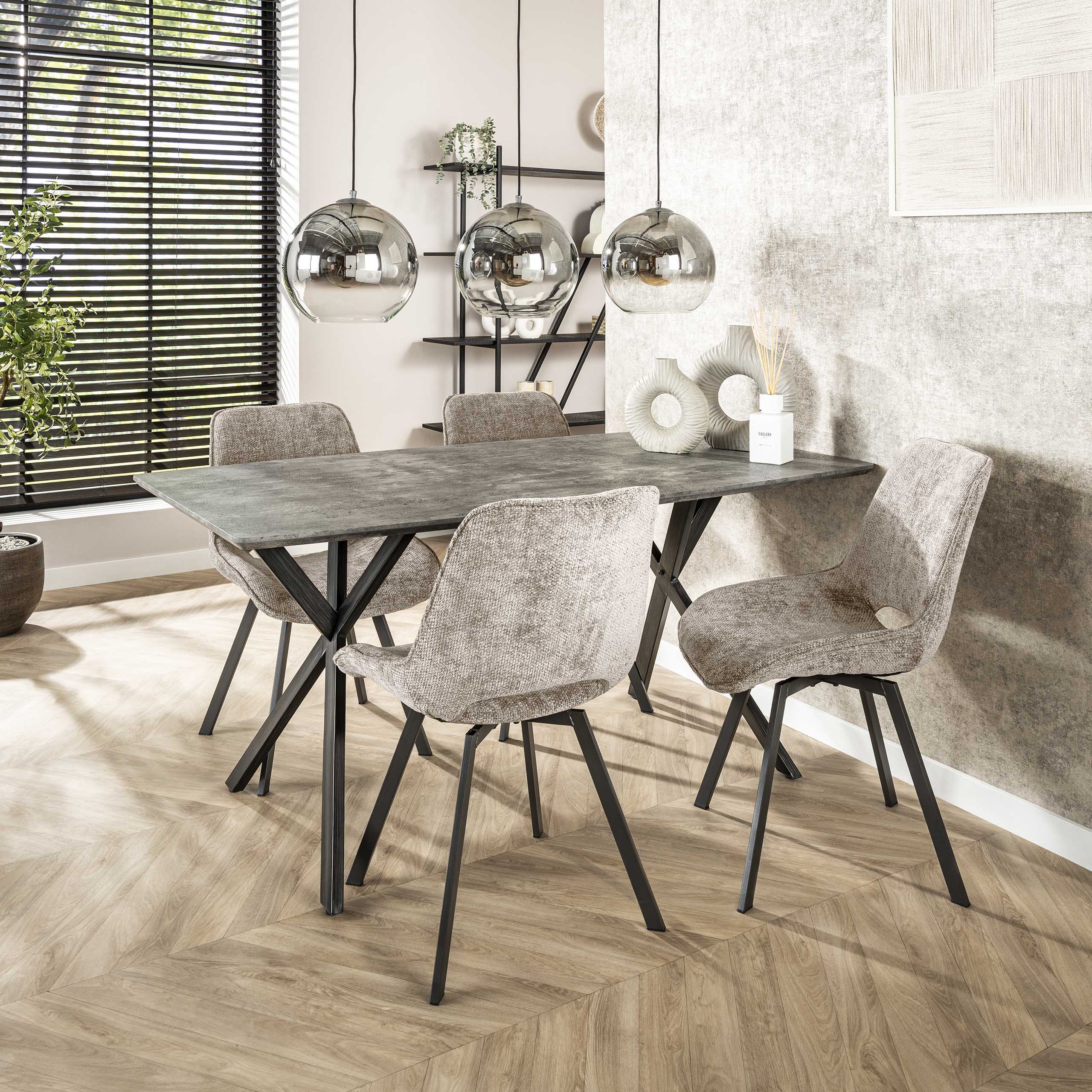 Eettafel ovaal blad 160cm / 3D beton grijs