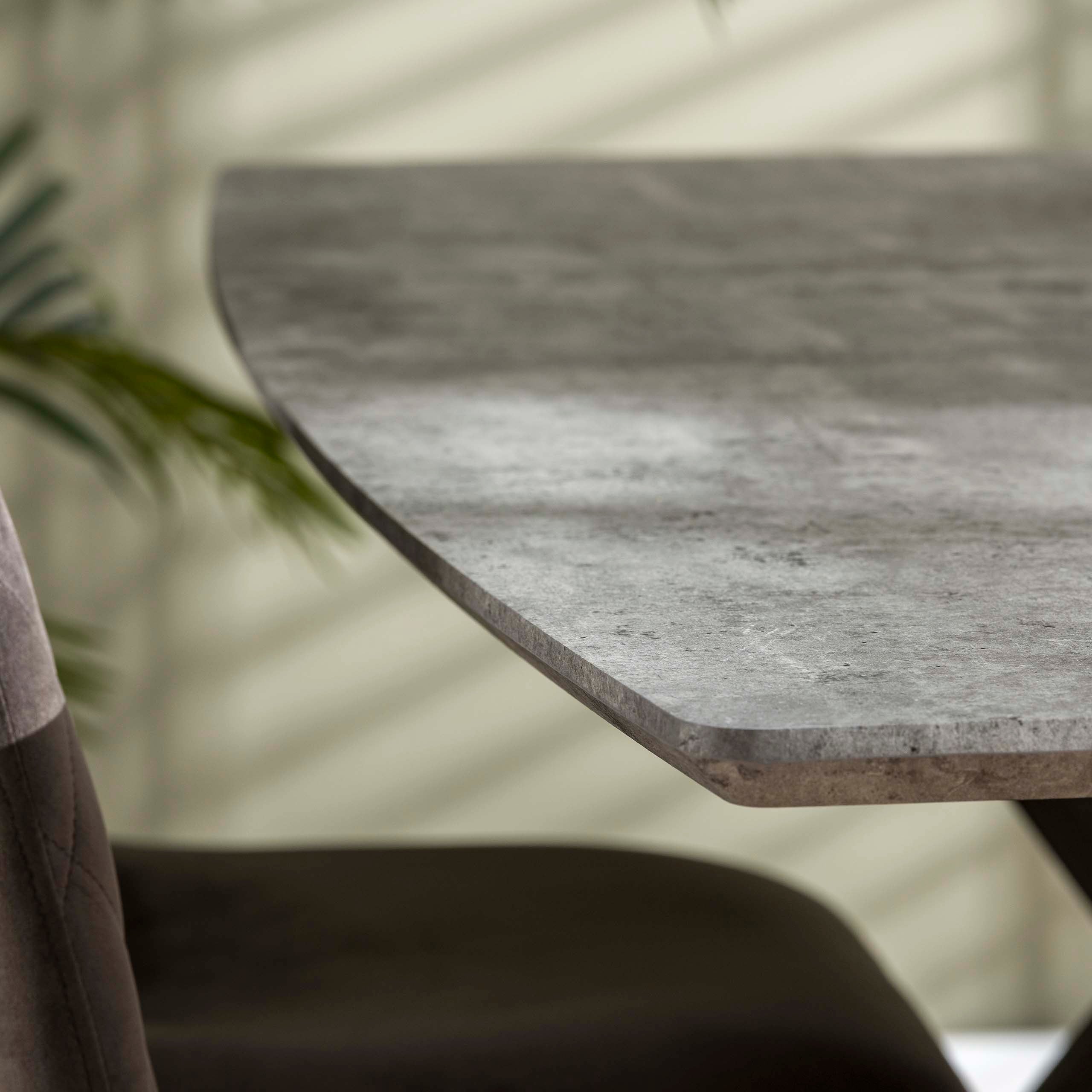 Eettafel Ovaal Blad 160Cm 3D Beton Grijs