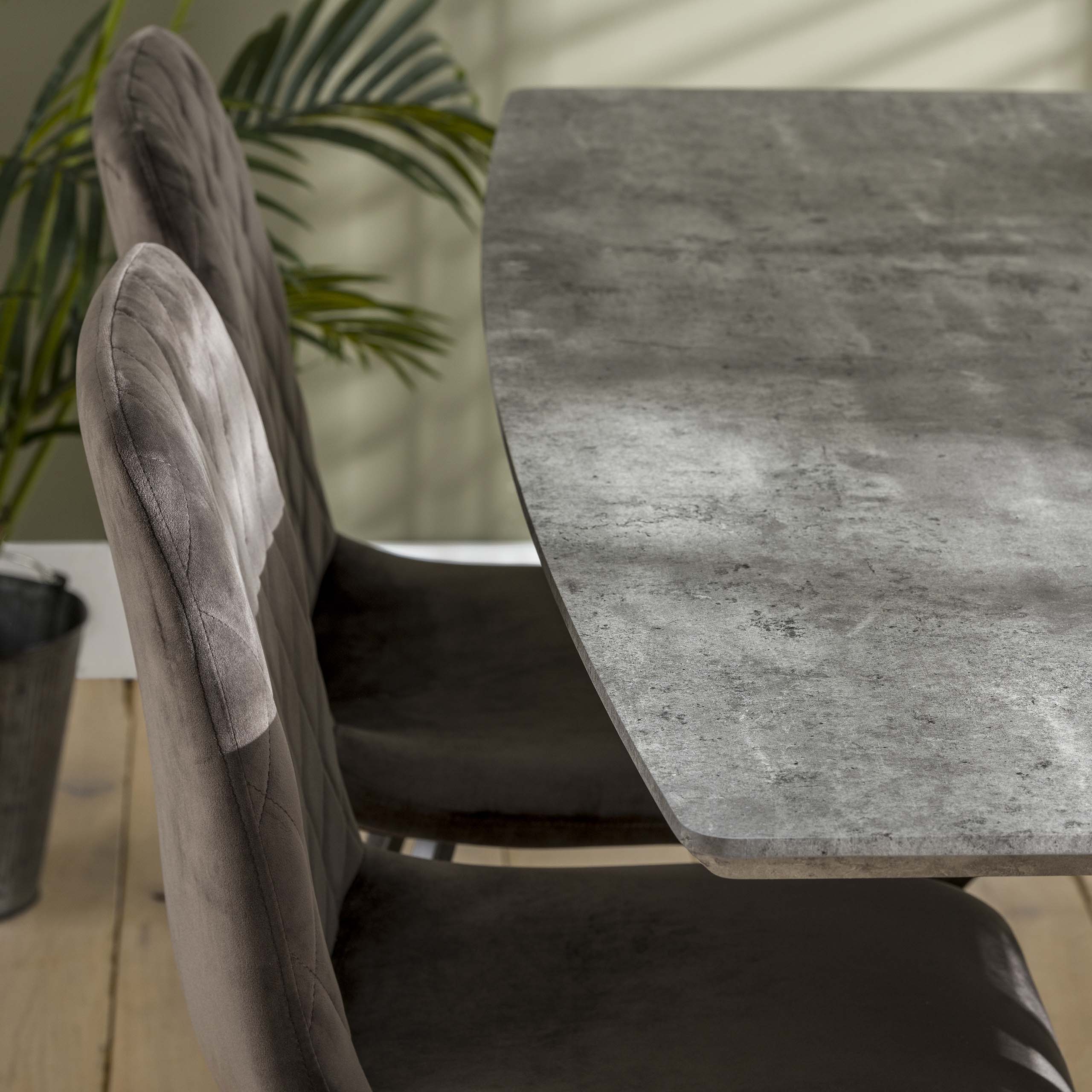 Eettafel Ovaal Blad 160Cm 3D Beton Grijs
