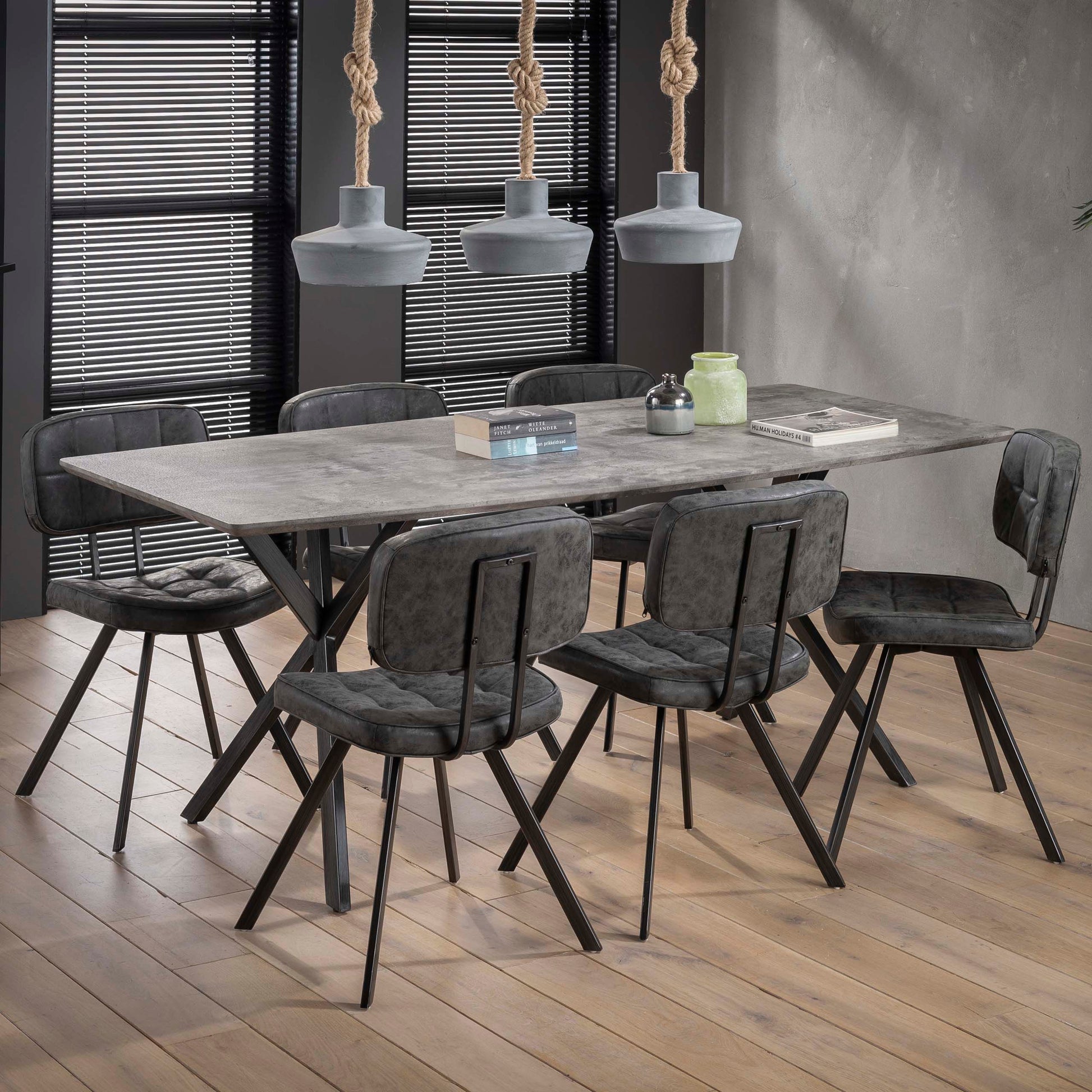 Eettafel ovaal blad 190cm / 3D beton grijs