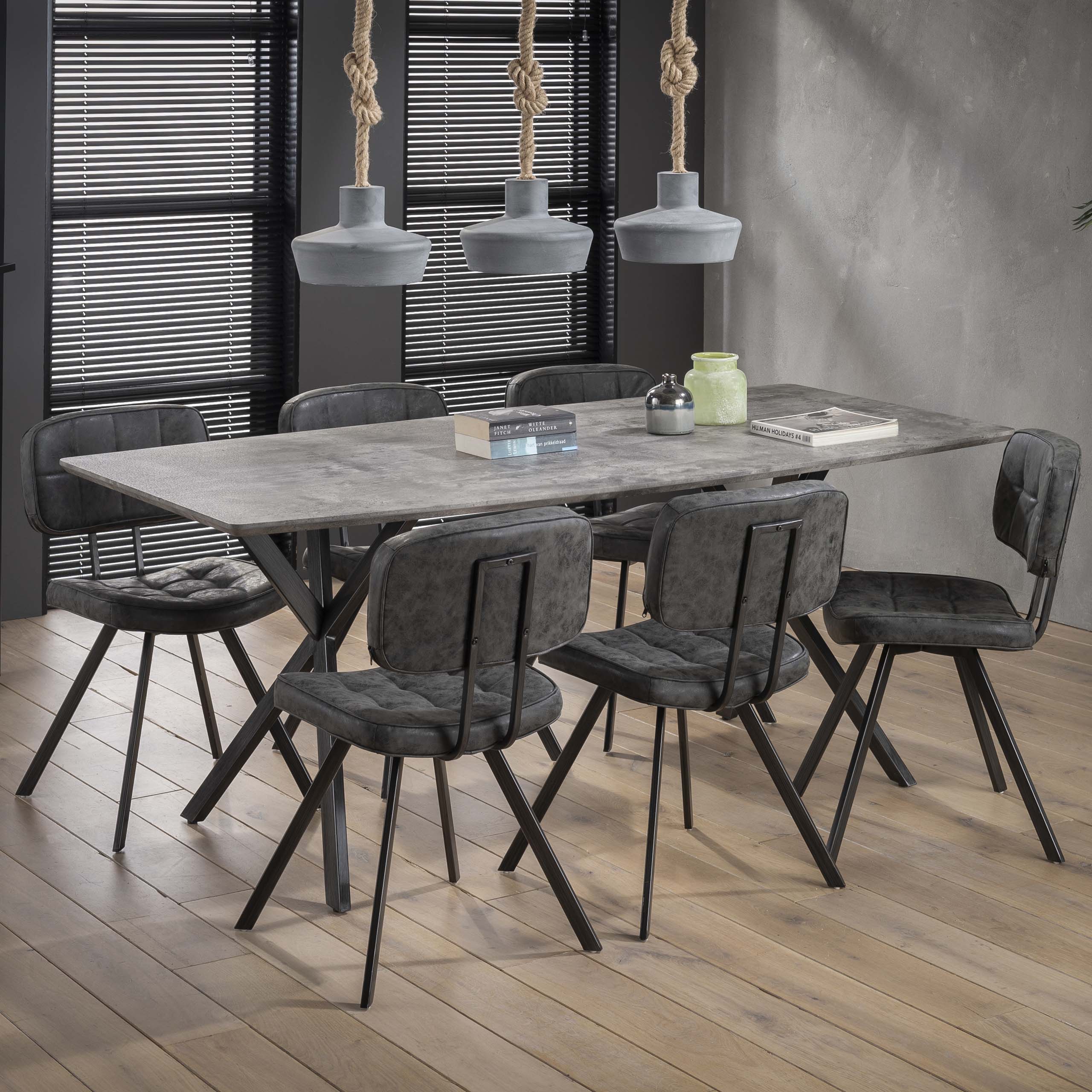 Eettafel ovaal blad 190cm / 3D beton grijs