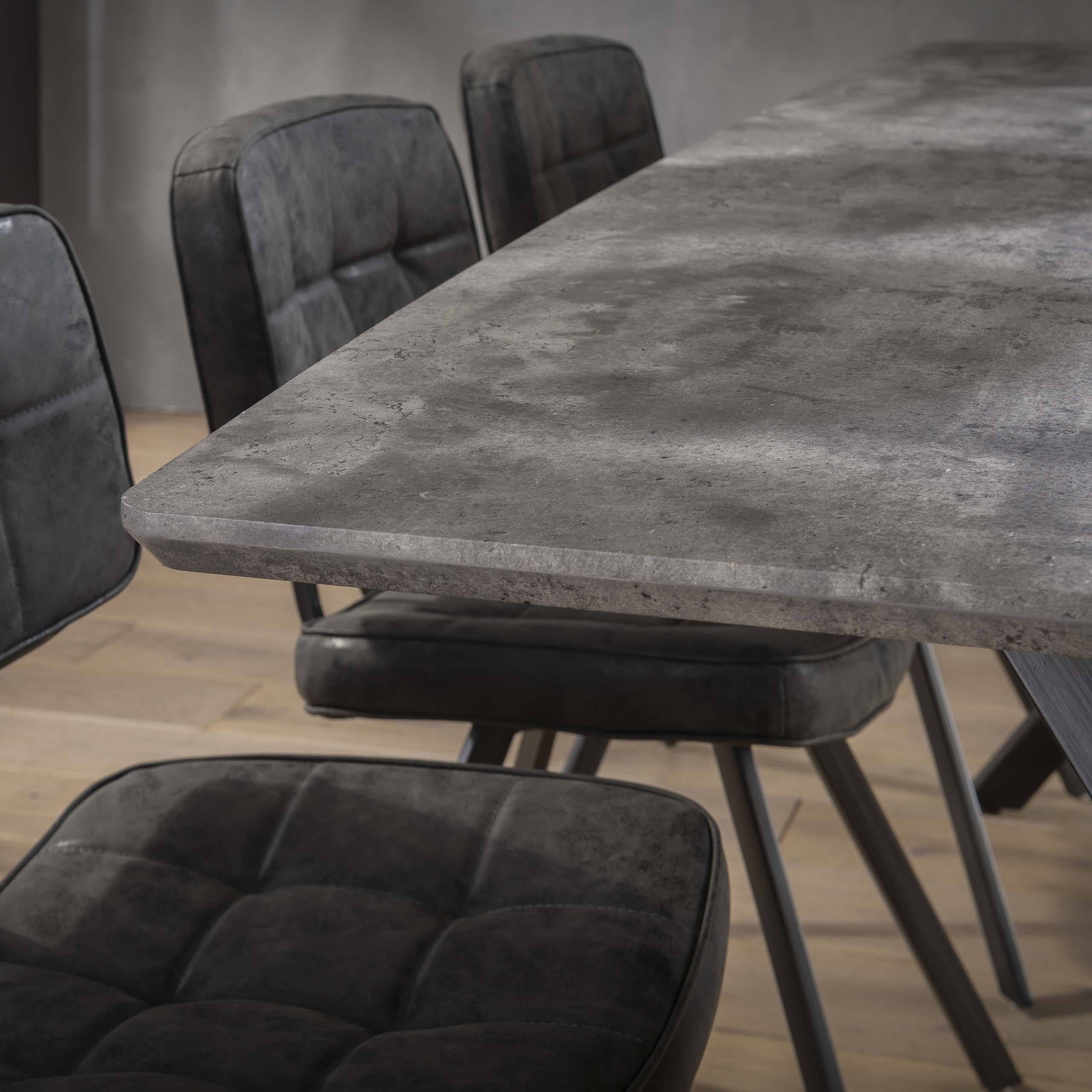 Eettafel Ovaal Blad 190Cm 3D Beton Grijs