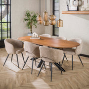 Eettafel Cliff ovale buis 215cm / Massief mango zand