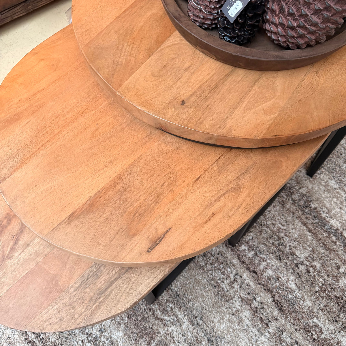 Salontafel set Brandon | 3-delig | Ovaal Mangohout met Metaal