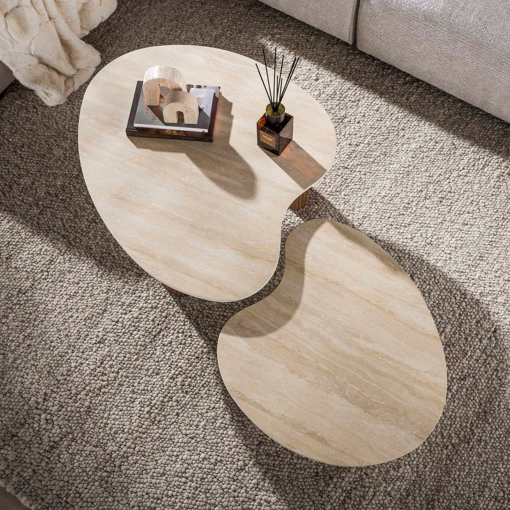 Salontafel Ceramo aperto set van 2 / 3D keramiek travertin