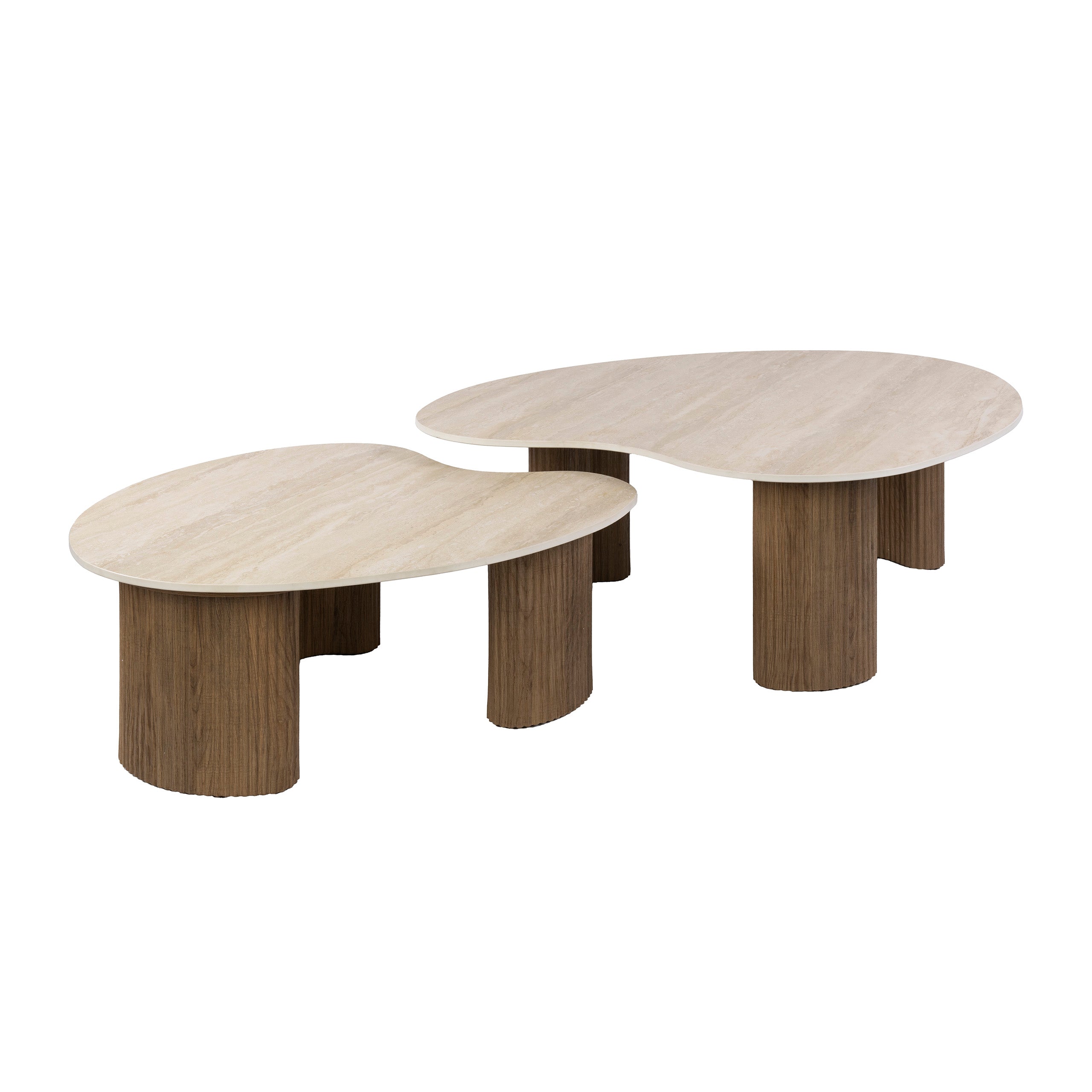 Salontafel Ceramo aperto set van 2 / 3D keramiek travertin